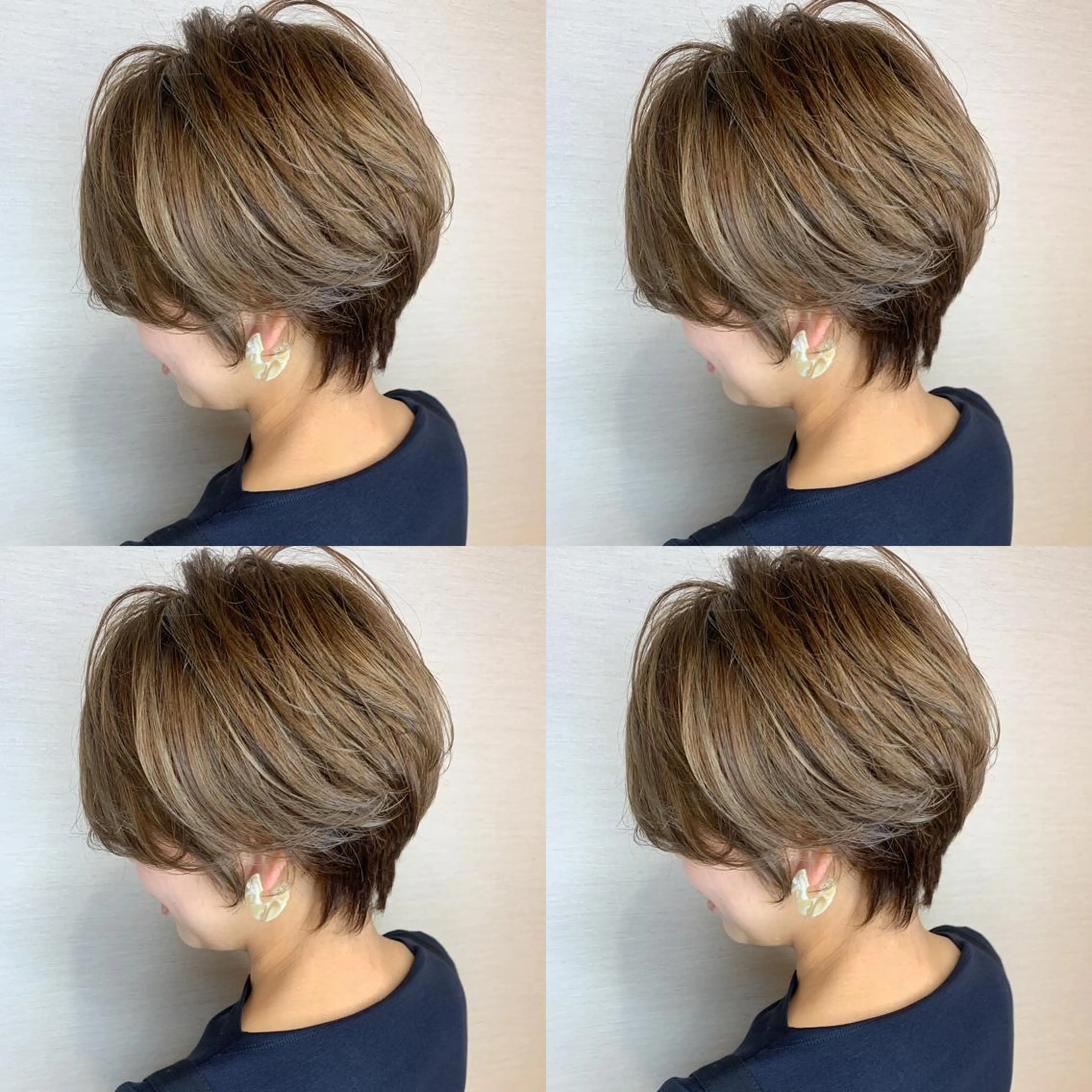 ショート カラー ハンサムショート ハイライトカラー ハイライト ショートヘア 韓国レイヤーカット/ ダブルカラーのヘアスタイル