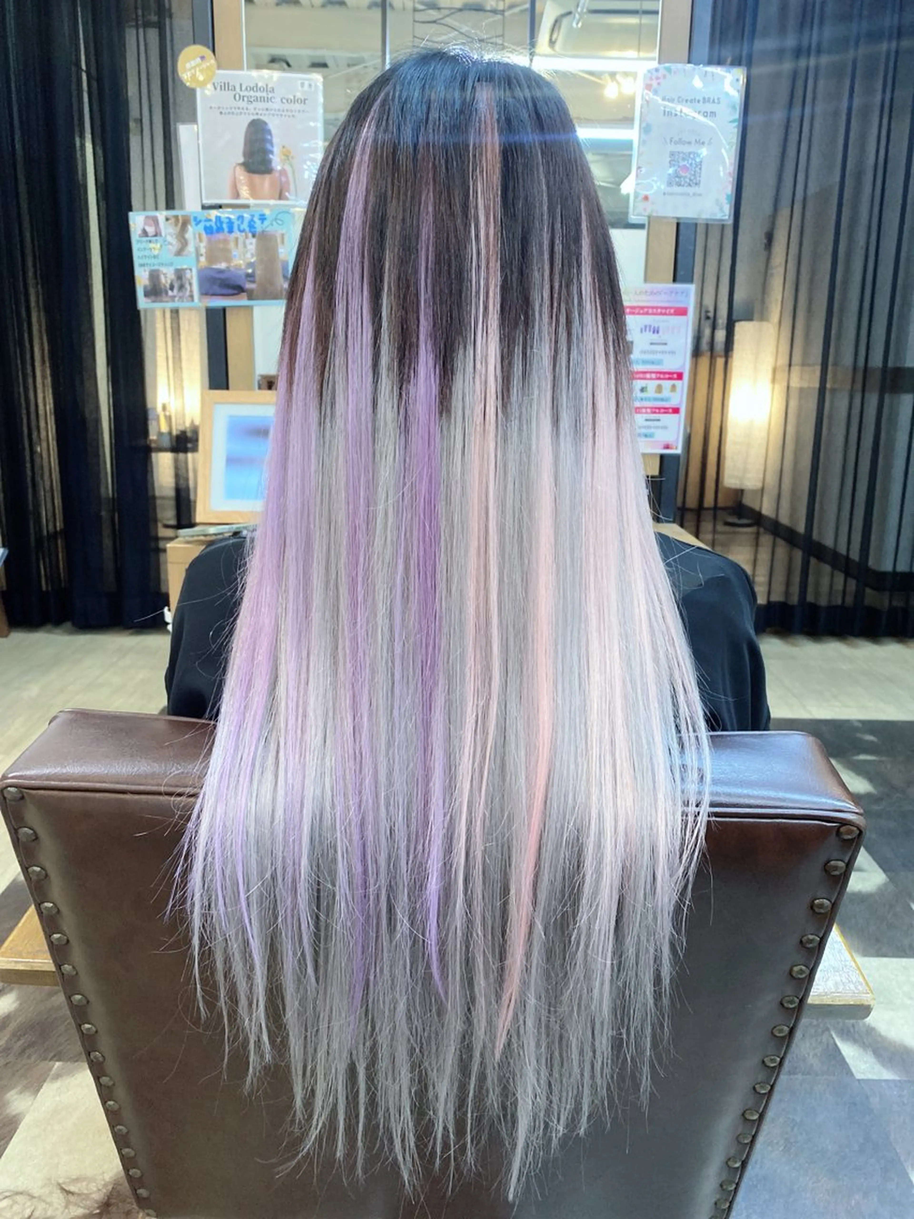 ロング シールエクステ ボブ エクステ ハイライト レイヤーカット エクステ BRAS ナカガワのヘアスタイル