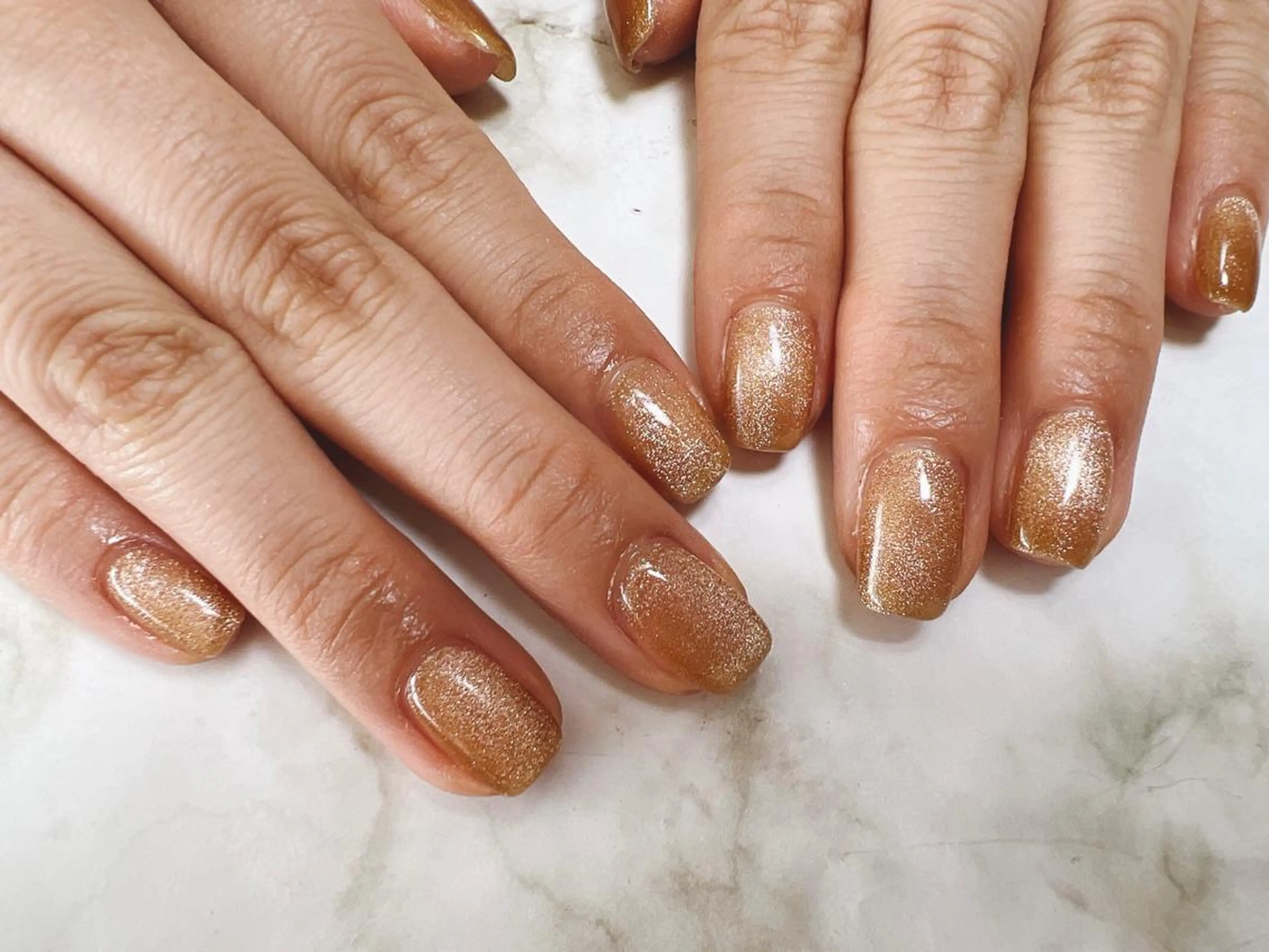 ネイル ゴールド 氷ネイル・うるうるネイル kikinail 溝の口のネイルデザイン