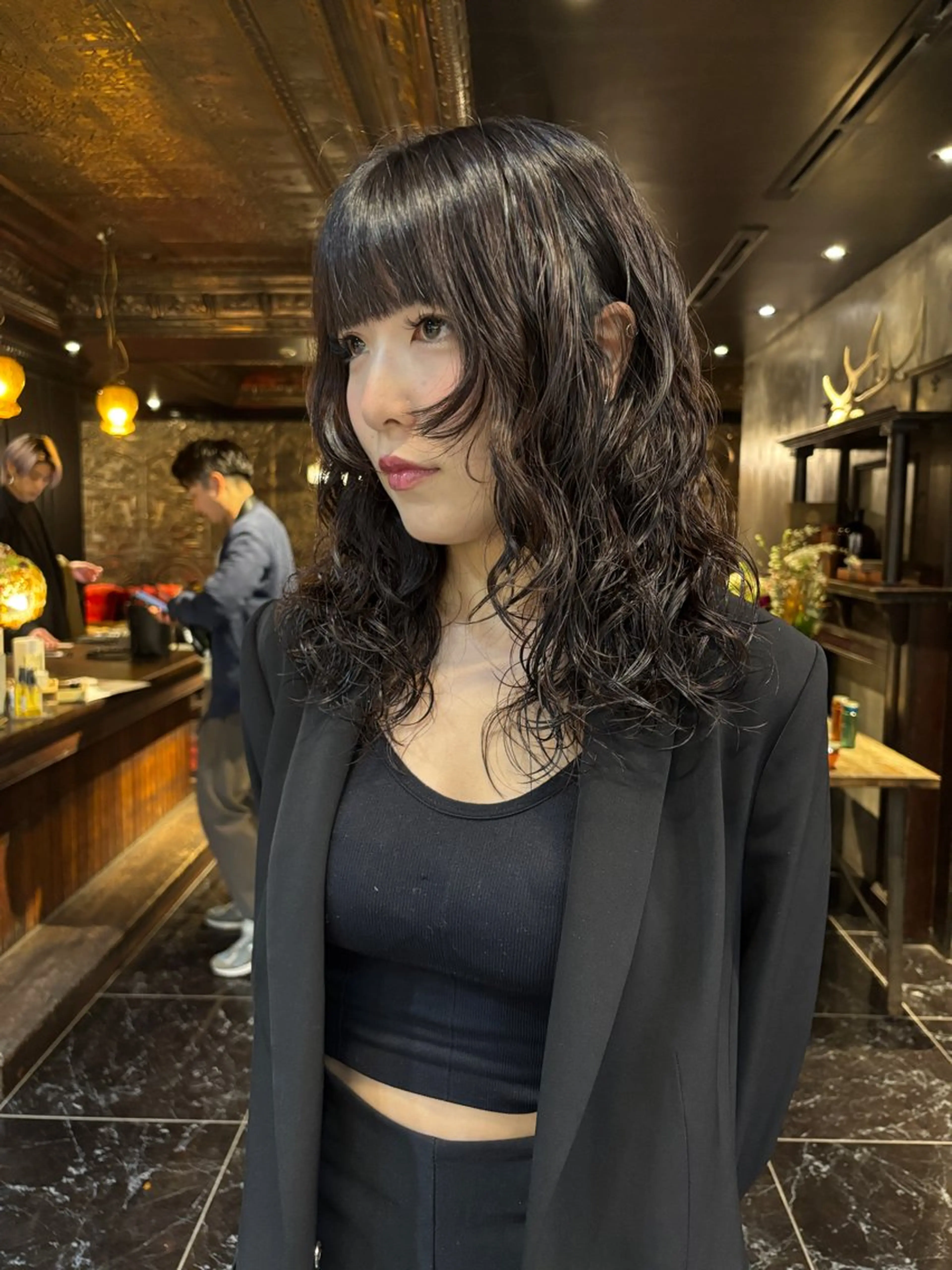 レイヤーカット&パーマ＋マスクトリートメント　レイヤー/ハッシュカット/ウルフ/顔まわり/ロング/ミディアムの写真