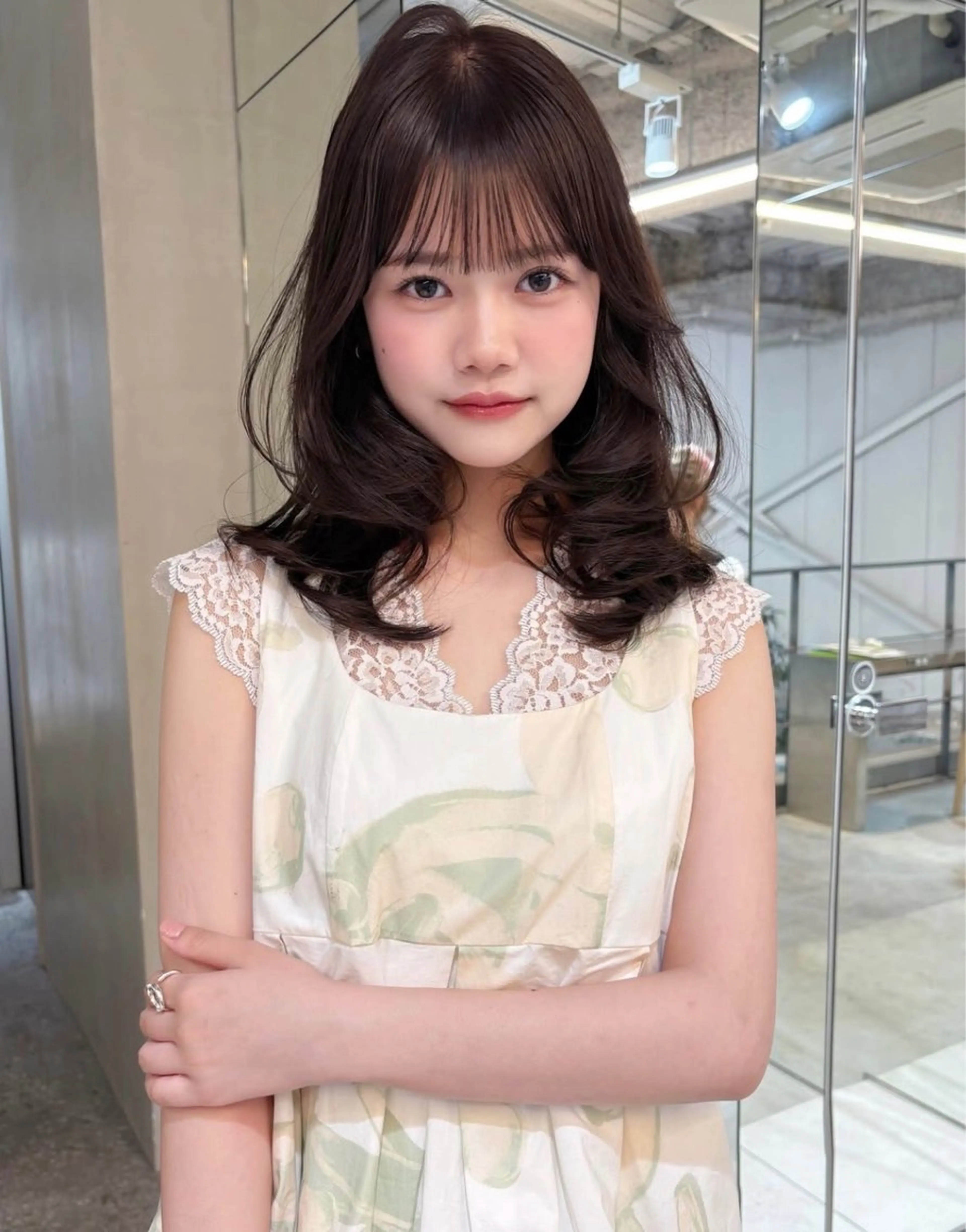 セミロング カラー 透明感カラー 似合わせカット fev  hair shopのヘアスタイル