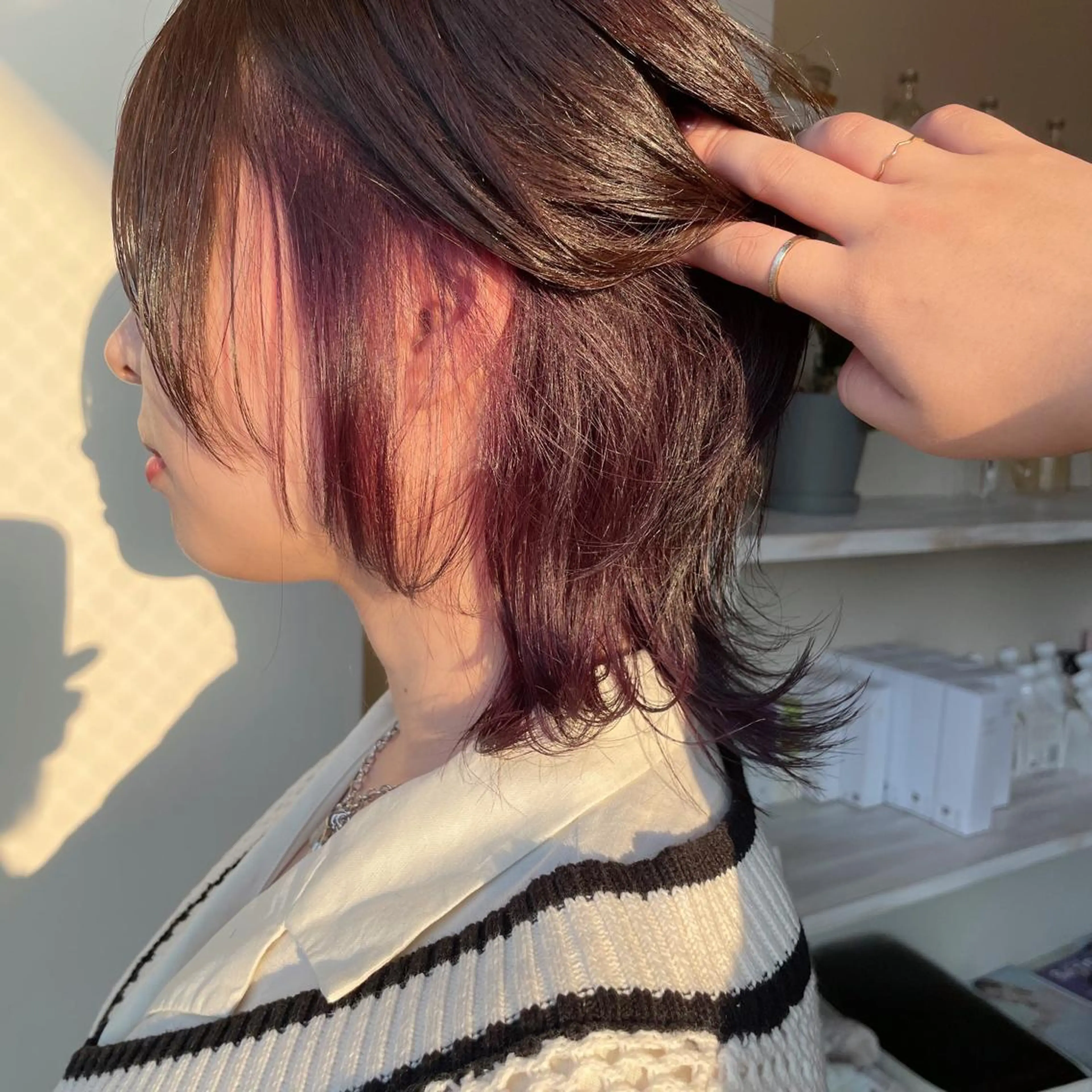 ショート カラー インナーカラー パープルカラー ウルフカット カット ヘアカラー ボブウルフ／ボブ Satsuki【名駅のヘアスタイル