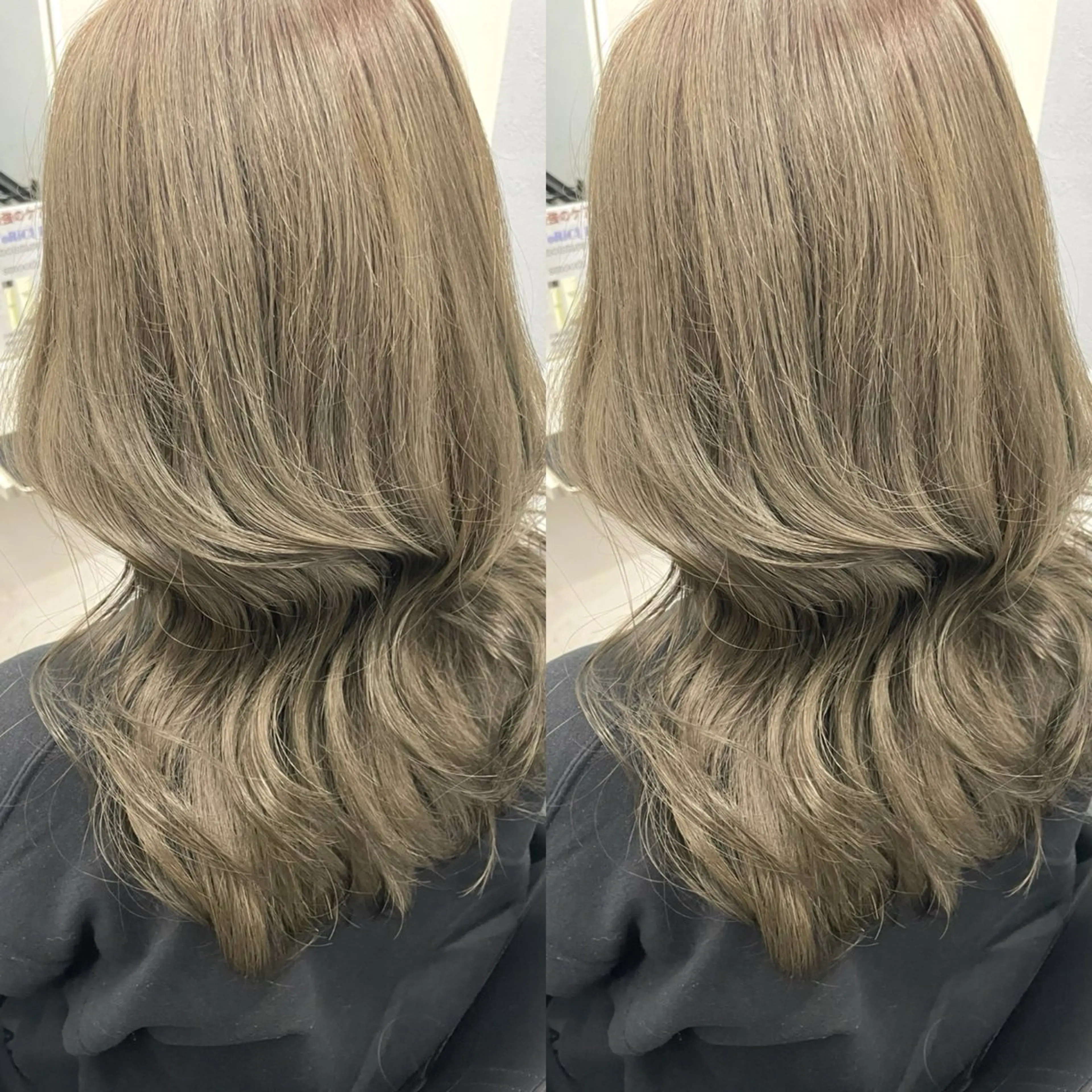 ロング カラー グレージュ オリーブグレージュ オリーブグレー ヘアカラー トリートメント ヘアセット ブリーチ無しダブル カラー🦕まどかのヘアスタイル