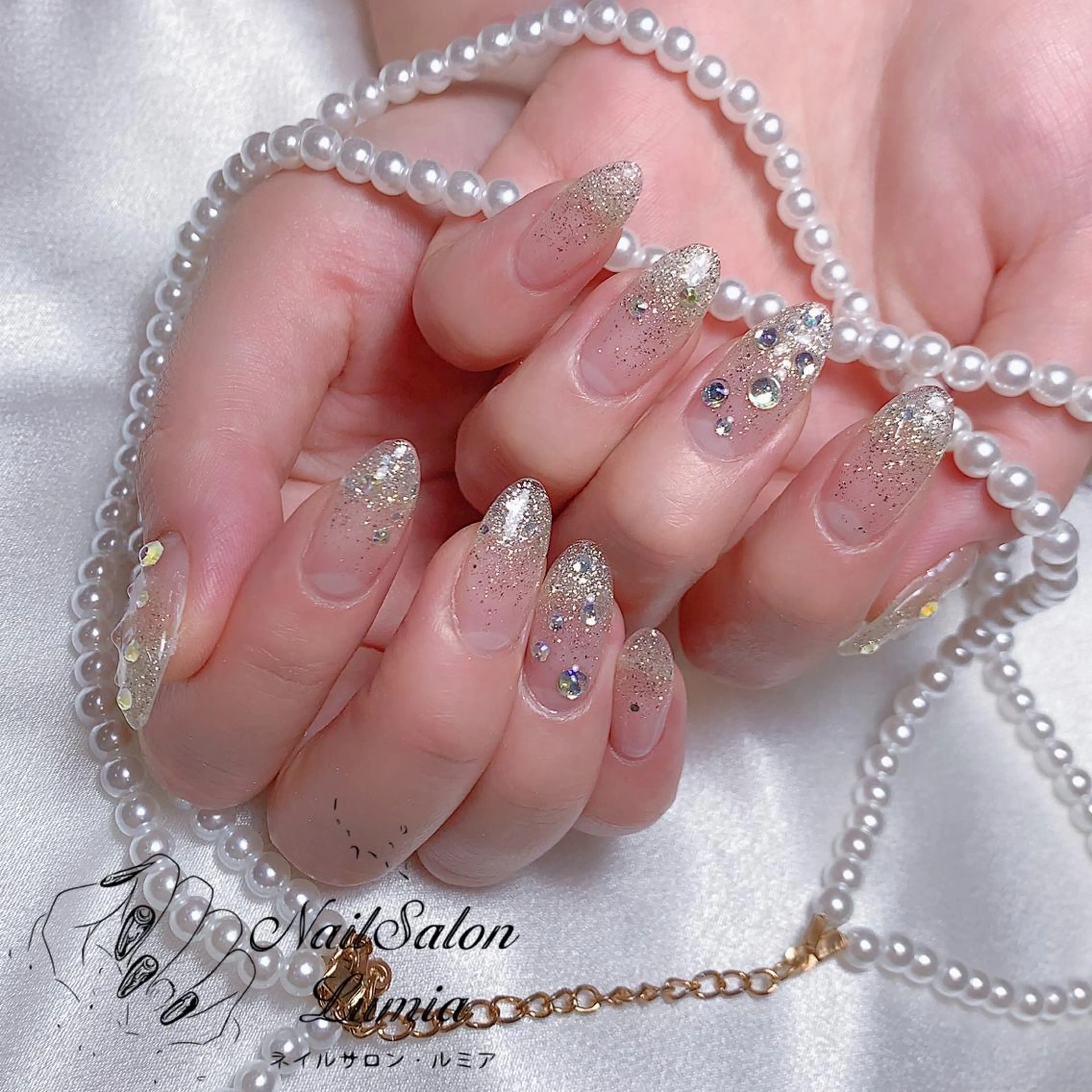 ネイル ストーンネイル ハンドネイル ネイルサロン ルミア Lumia 店長のネイルデザイン
