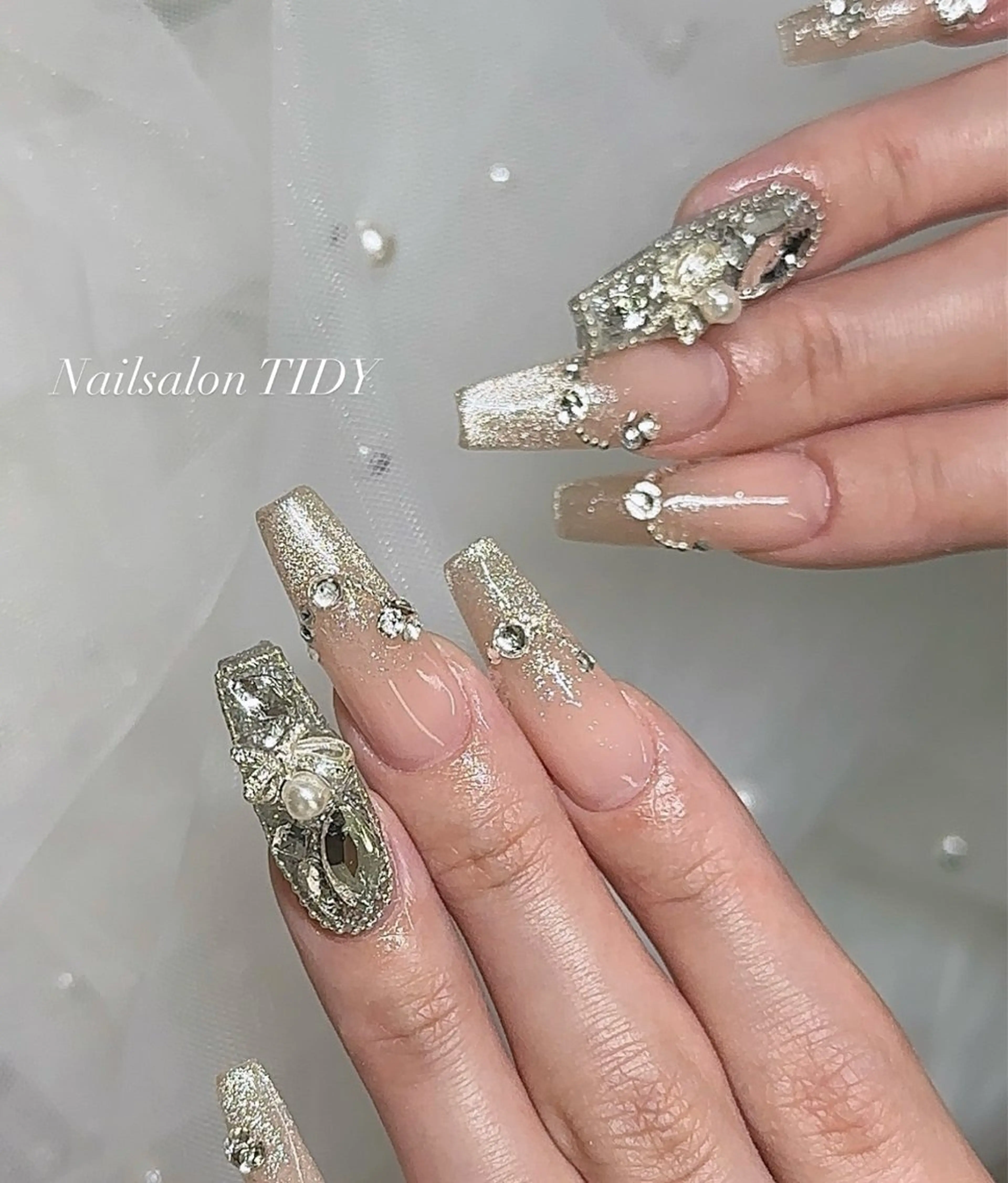 ネイル ジェルネイル ロングネイル マグネットネイル パラジェル スカルプネイル TIDY M&Mのネイルデザイン