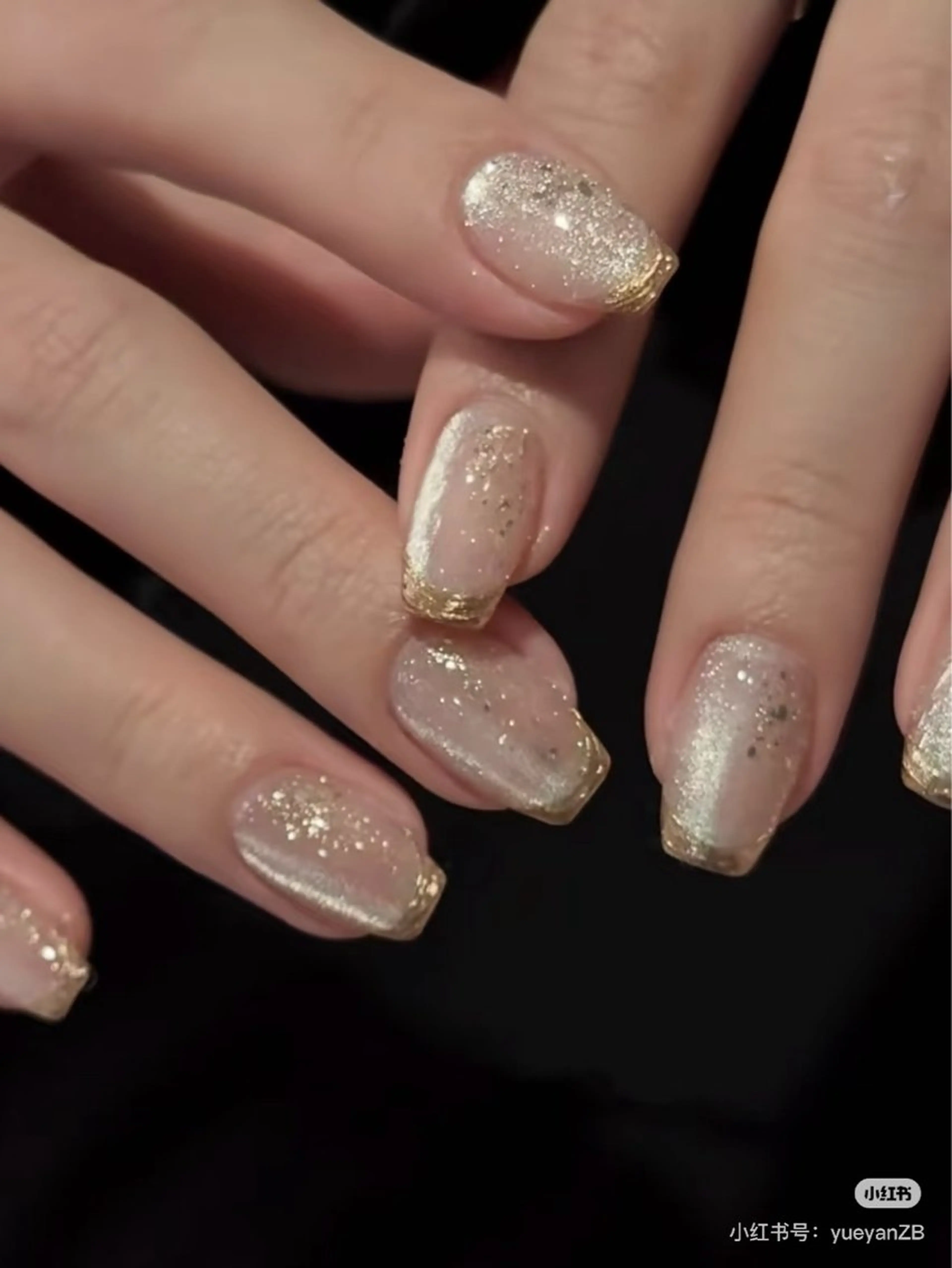 ネイル フレンチネイル ラメ(グリッター) マグネットネイル HALO  ネイルサロン所属・HALO ネイルモデル募集中のネイルデザイン