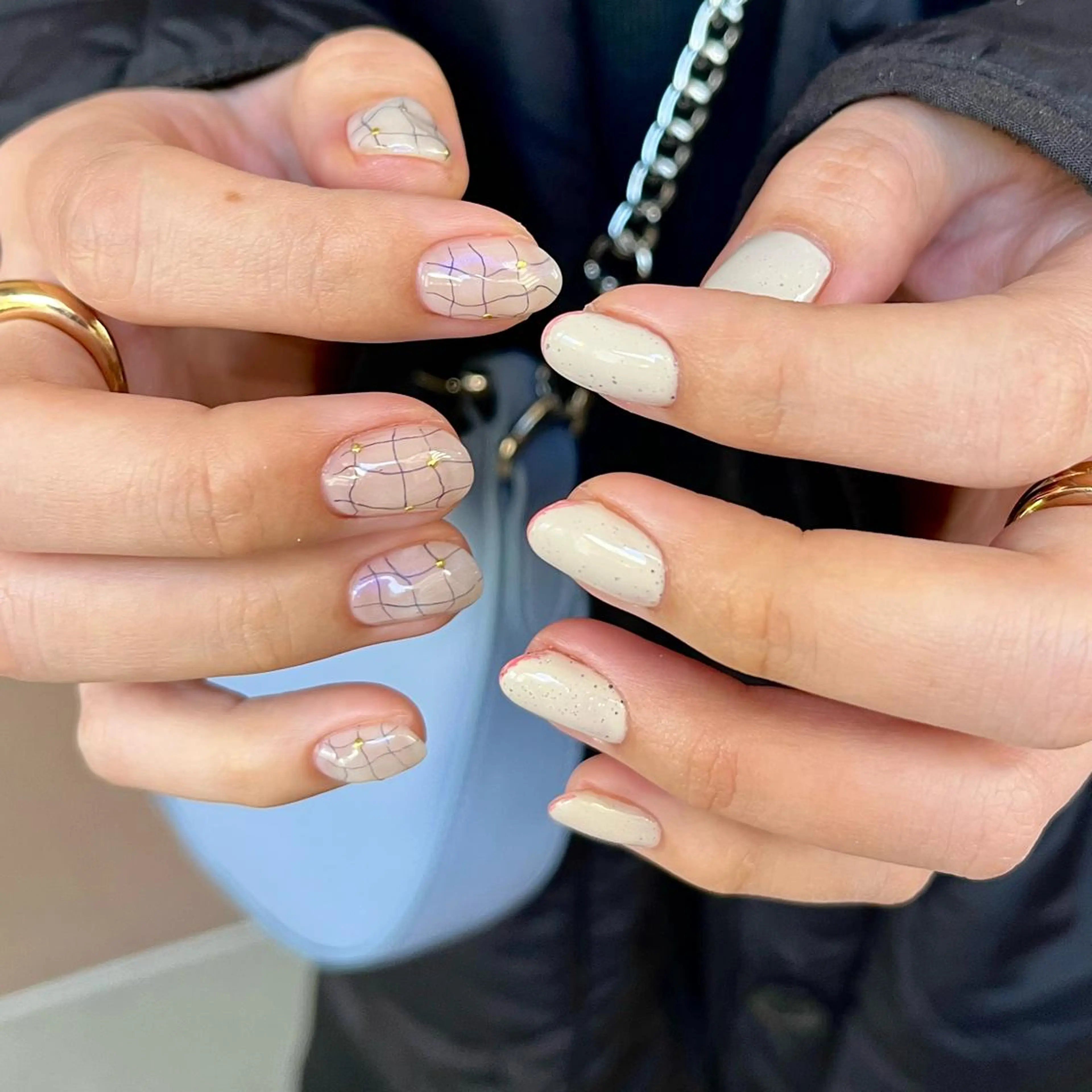 ネイル ネイビー ピンク 春ネイル ハンドネイル vegh.所属・vegh. nail／阿波座のネイルデザイン