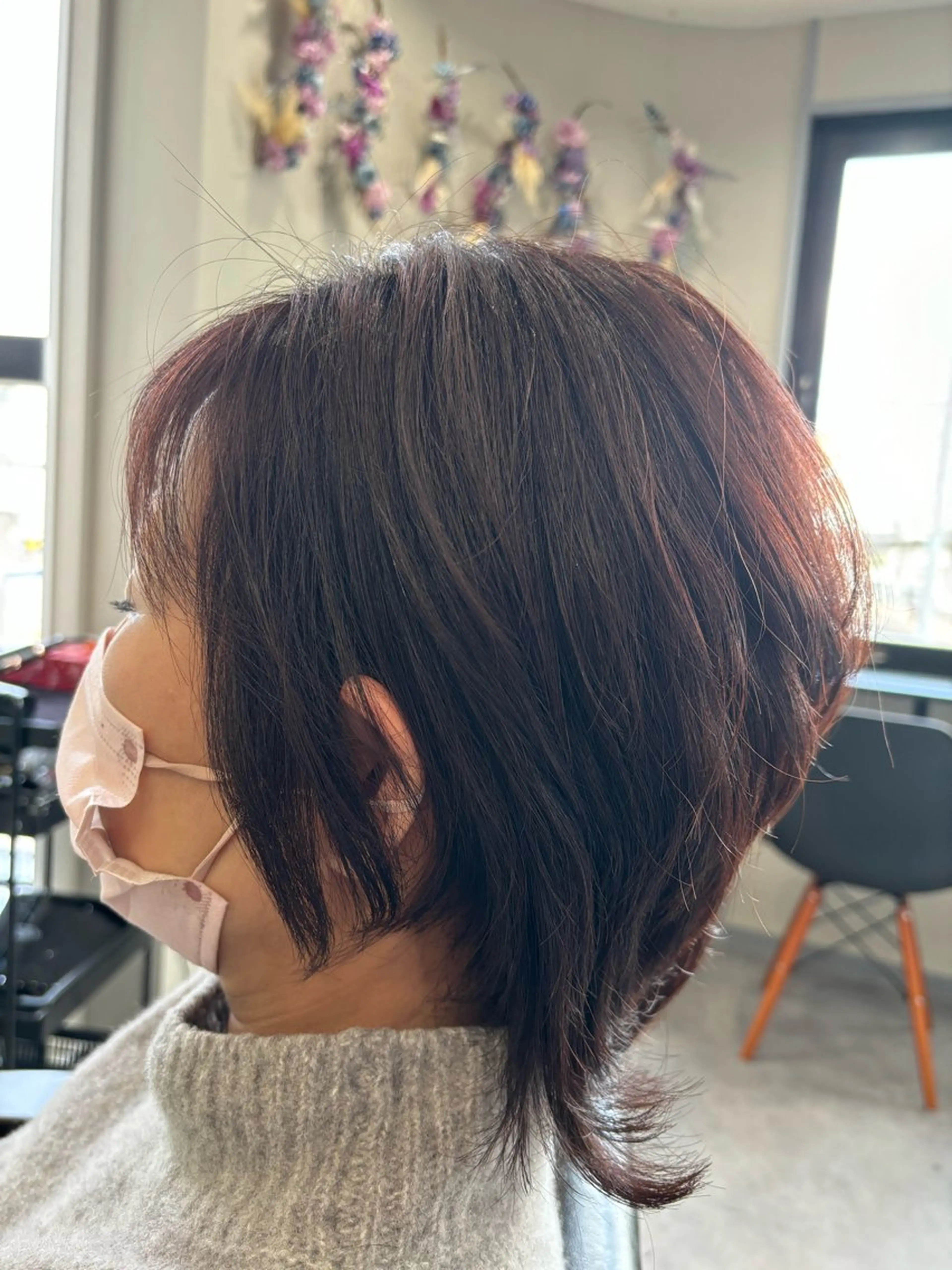 ショート ピンクブラウン ヘアカラー トリートメント エヌプランツイズミフチュウ所属・エヌプランツ 和泉府中のヘアスタイル