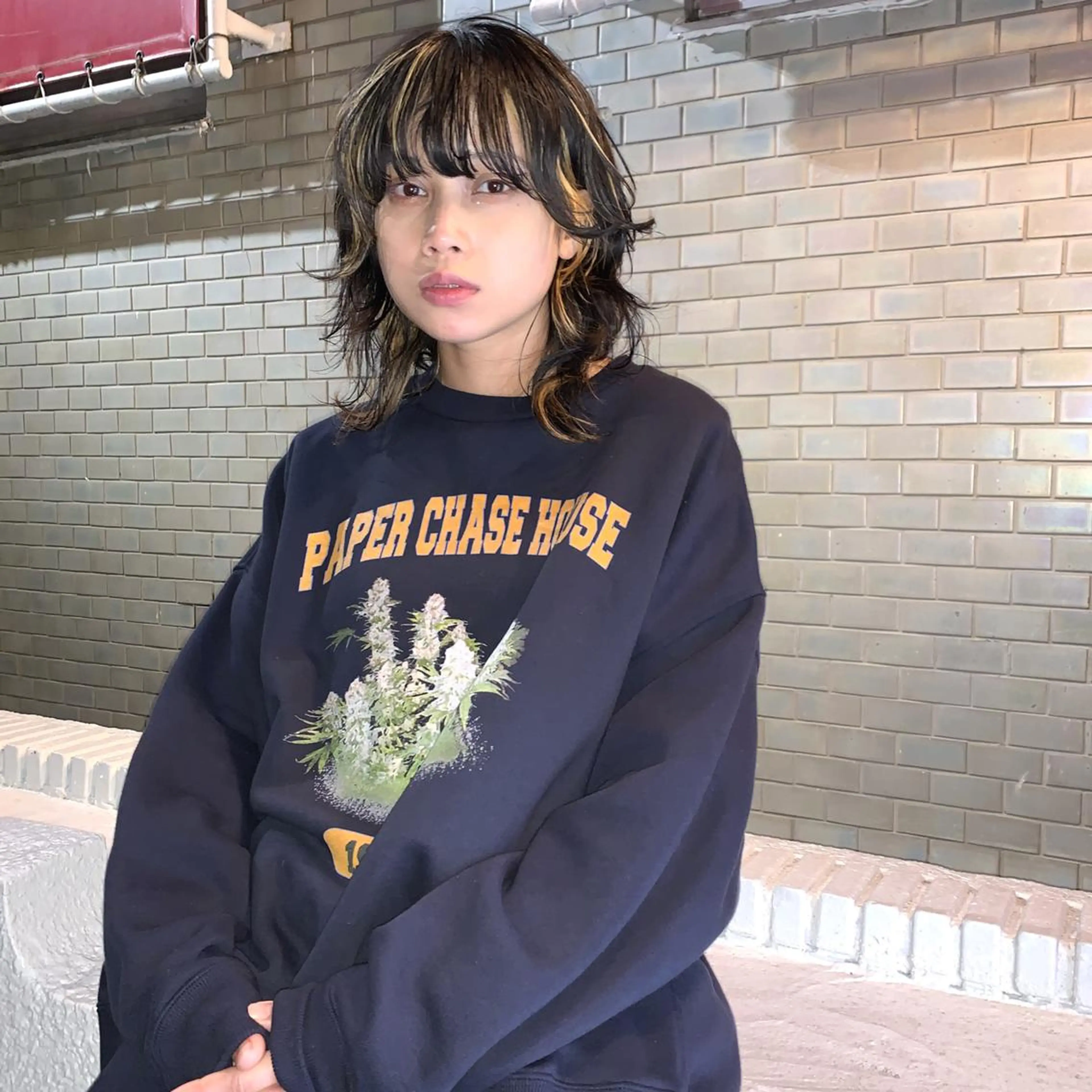 ミディアム ハイライト ウルフカット ヘアカラー トリートメント 一ノ瀬 暁のヘアスタイル