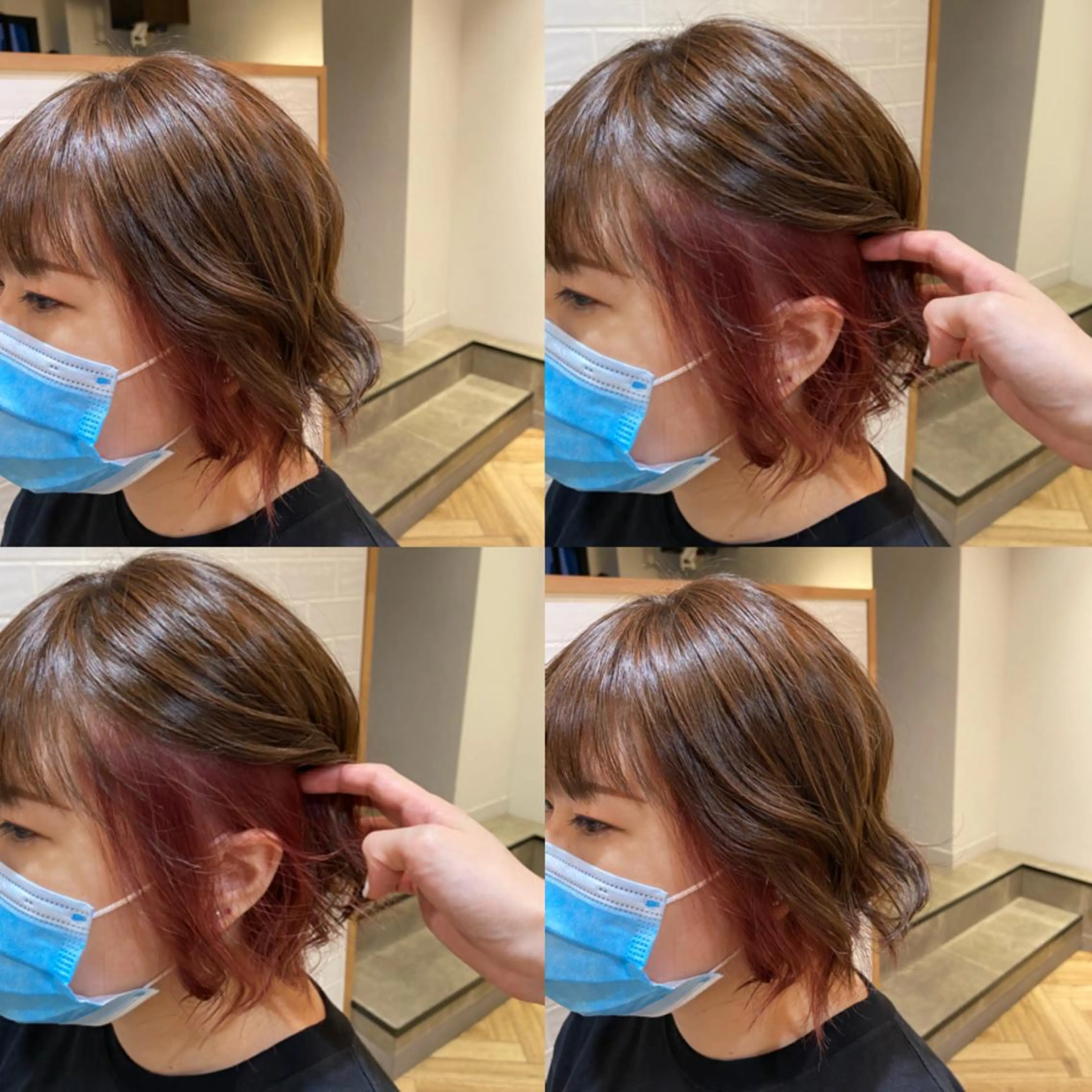 ショート カラー インナーカラー ピンクカラー 艶カラー/韓国顔周り 🎀mamiのヘアスタイル