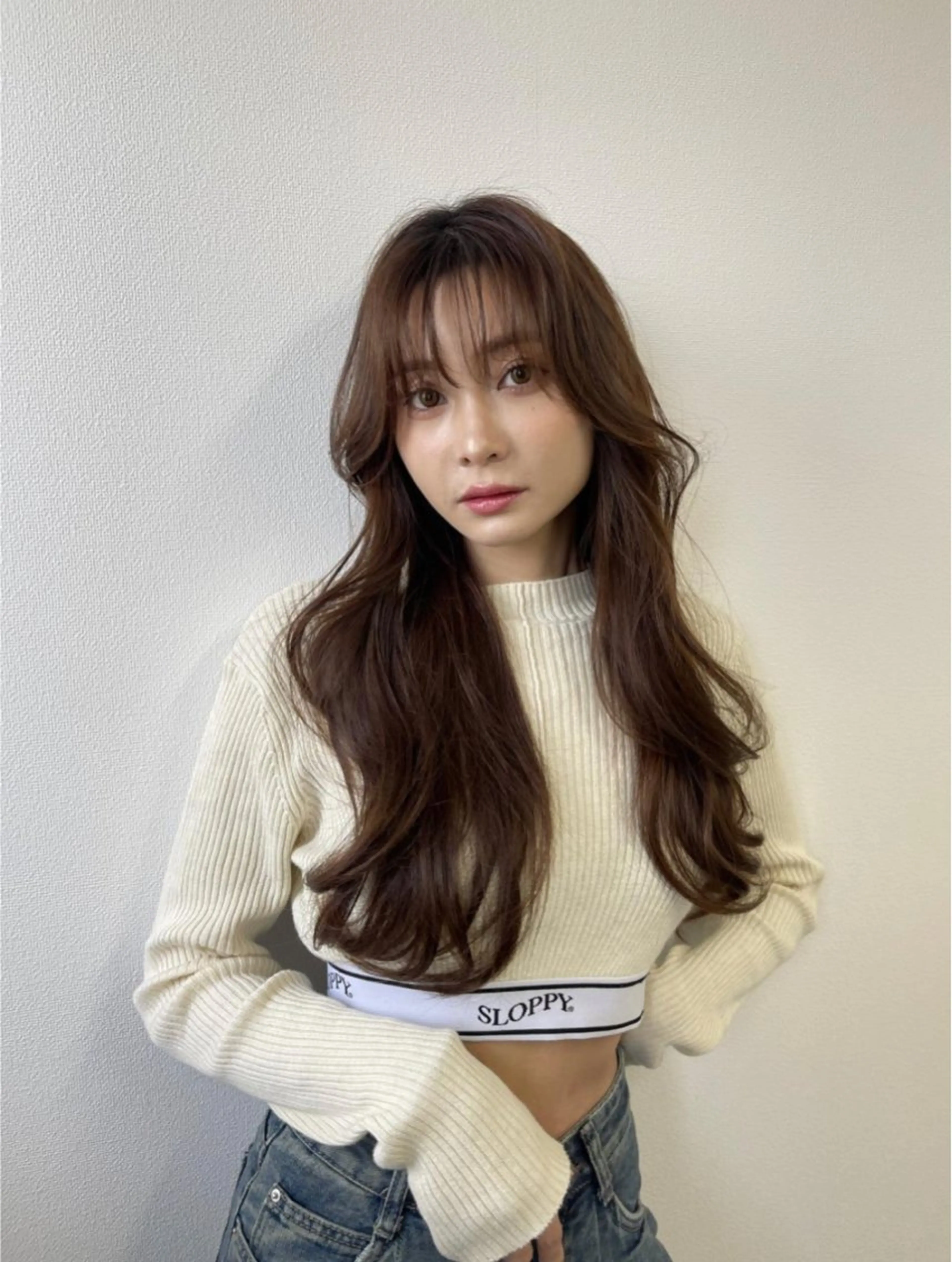 ロング 顔周りカット 韓国風ヘア 新免世翔/ レディースモデル募集のヘアスタイル
