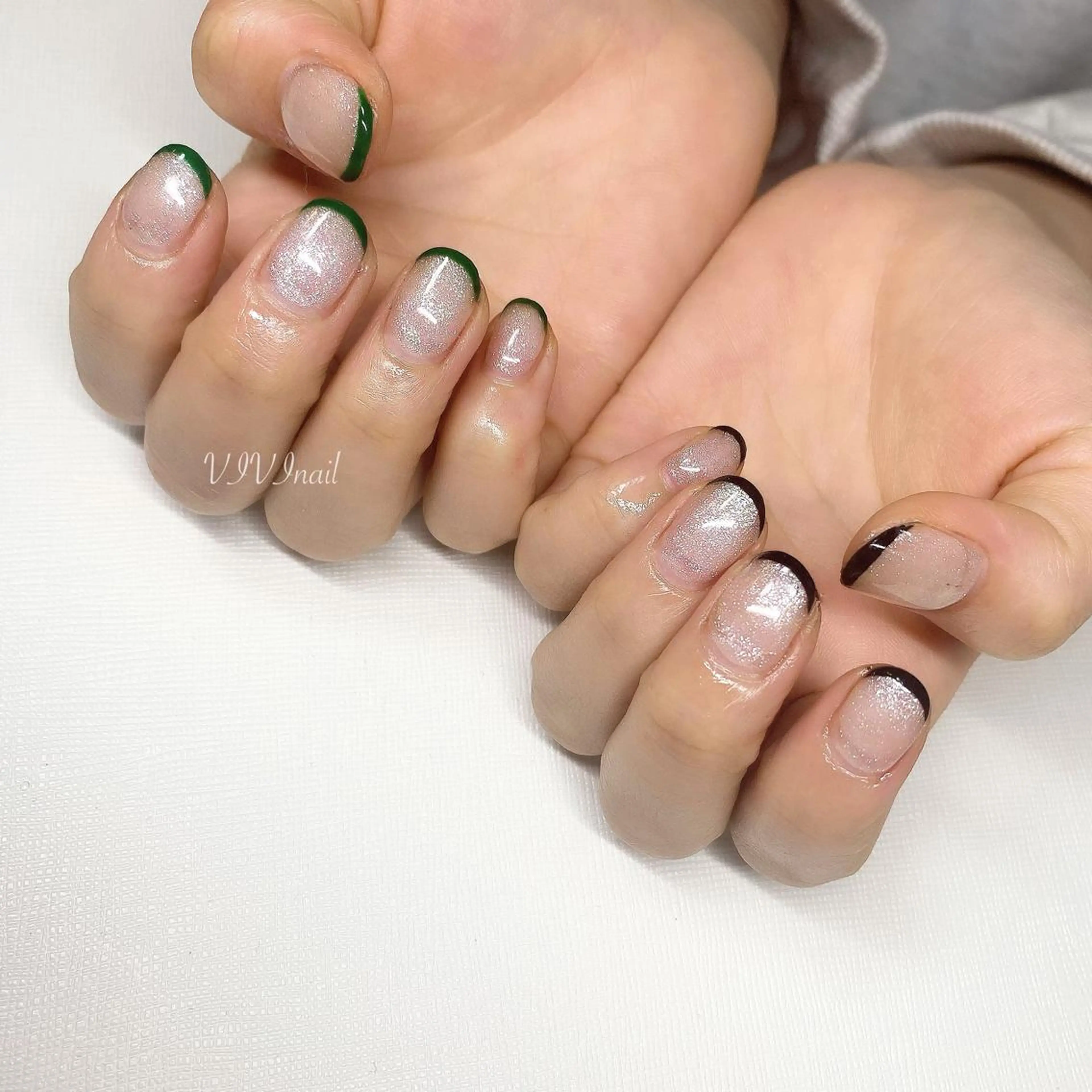 ネイル フレンチネイル ショートネイル ハンドネイル vivi nailのネイルデザイン