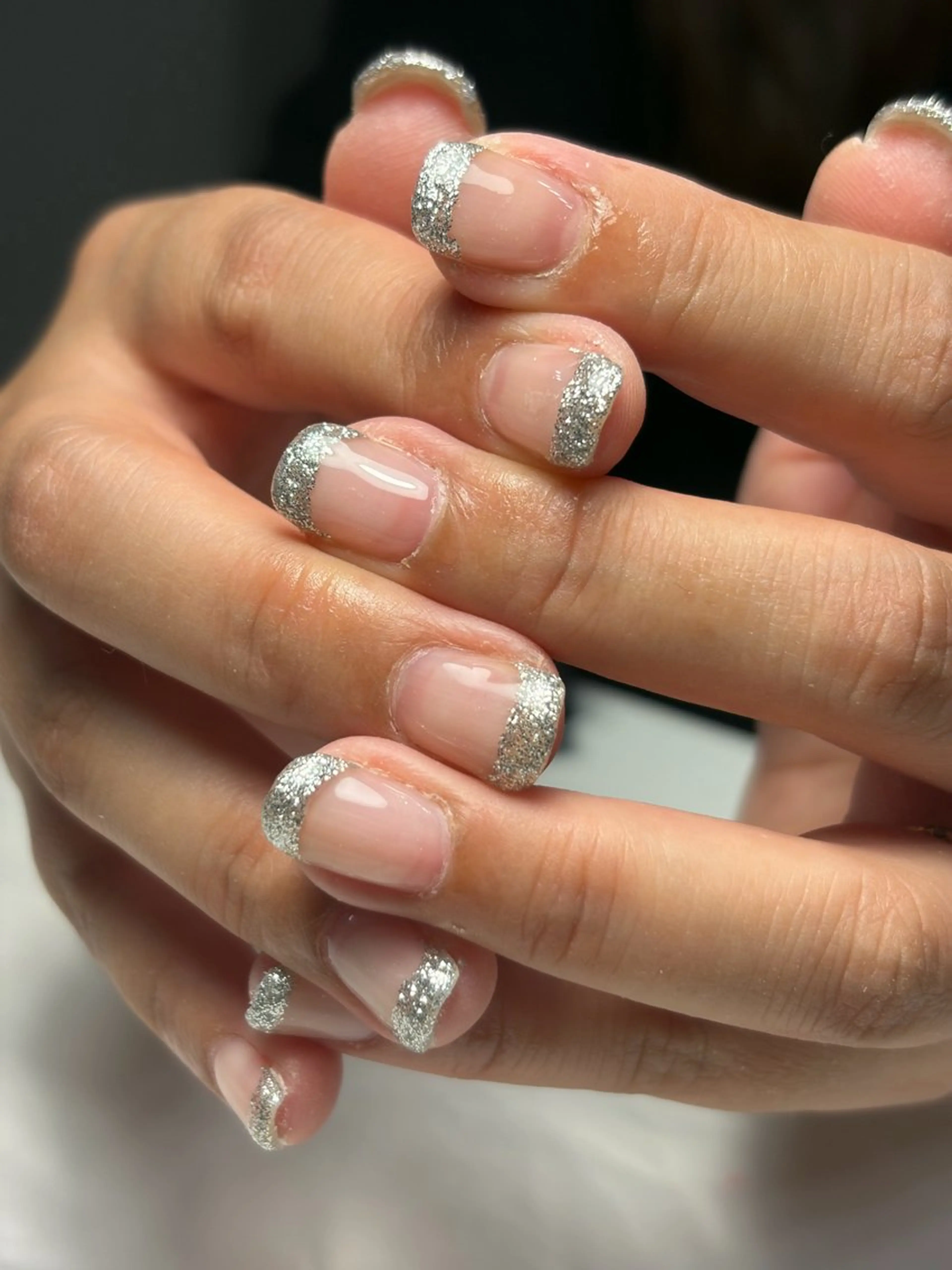 ネイル フレンチネイル ラメ(グリッター) スクエアネイル ネイリスト りほのネイルデザイン