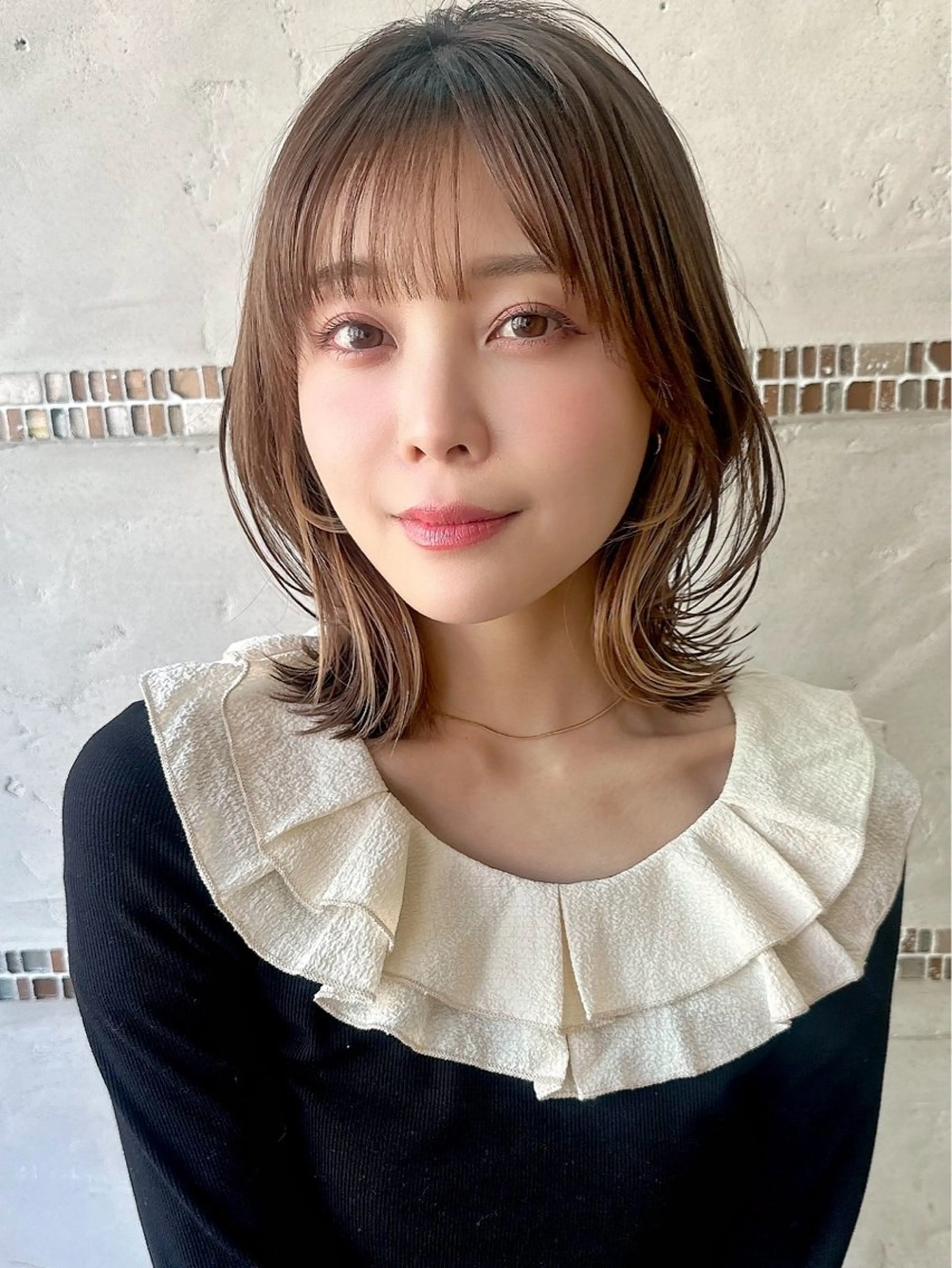 ミディアム ボブ くびれヘア カット ヘアカラー トリートメント 似合わせヘア/ボブ/ ミディアム/Takaのヘアスタイル