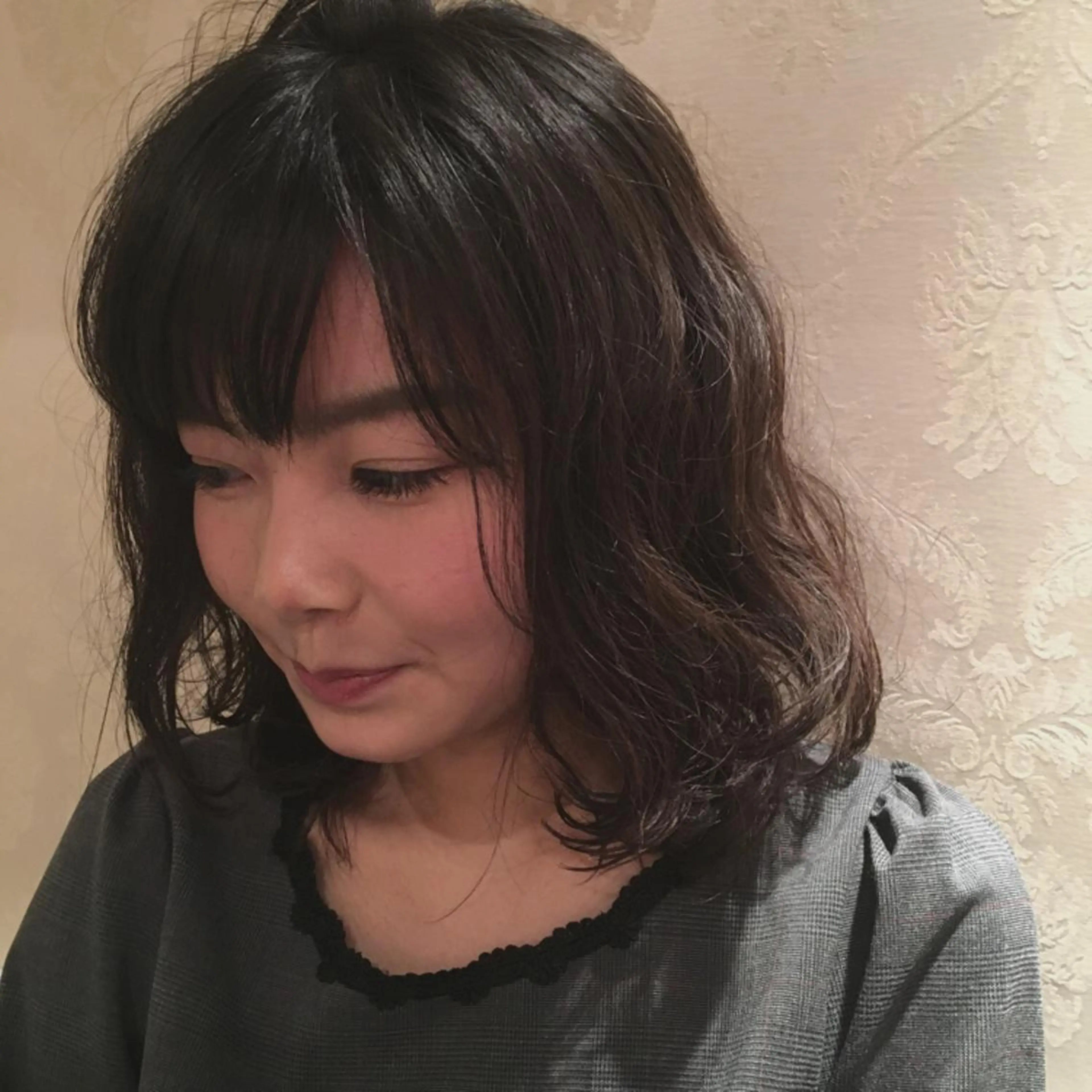 ミディアム パーマ 銀座🤍ボブ/ ミディアム/佐野夢美のヘアスタイル