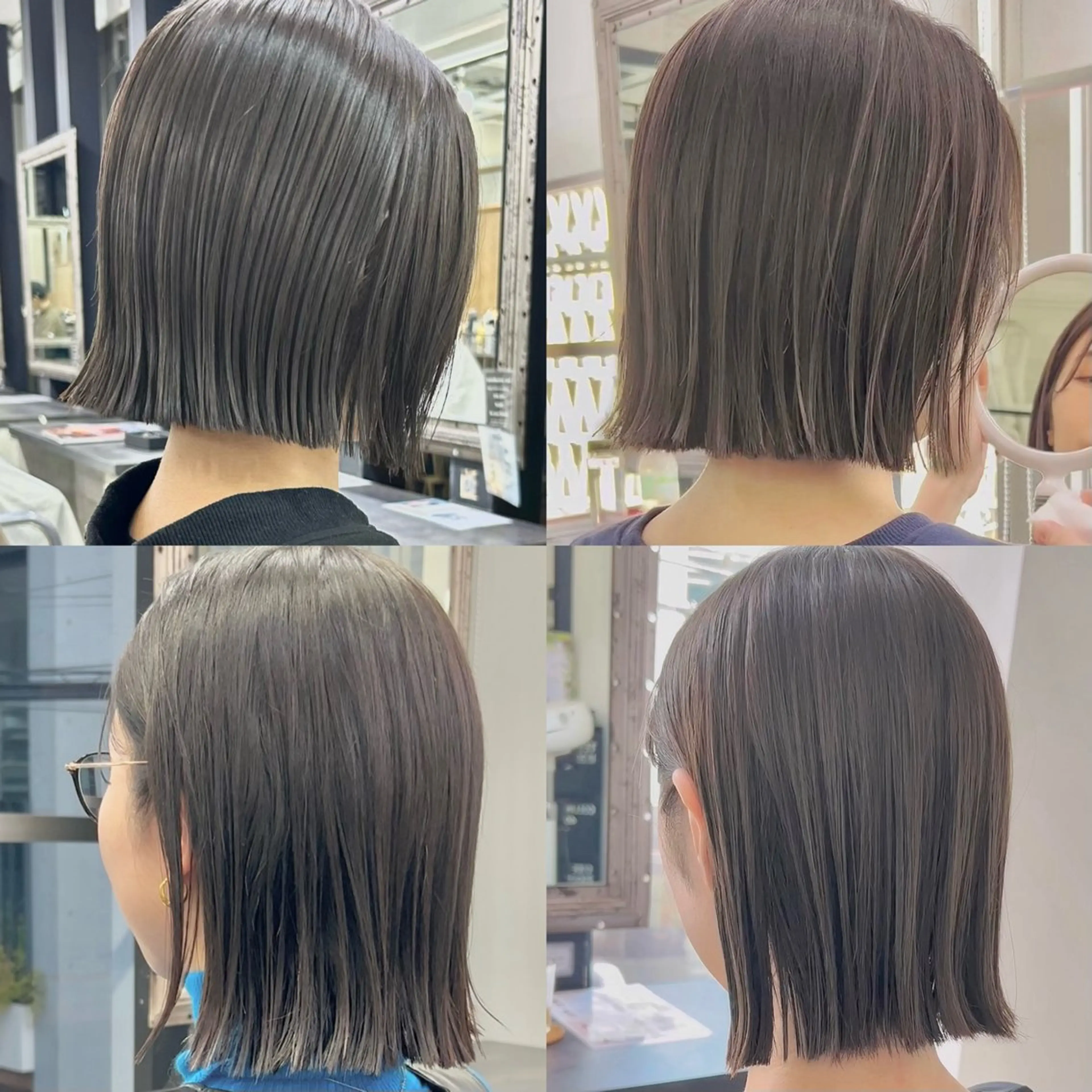 ショート 切りっぱなしボブ ボブ カット ヘアカラー トリートメント ボブ/縮毛矯正/ レイヤー/塚田のヘアスタイル