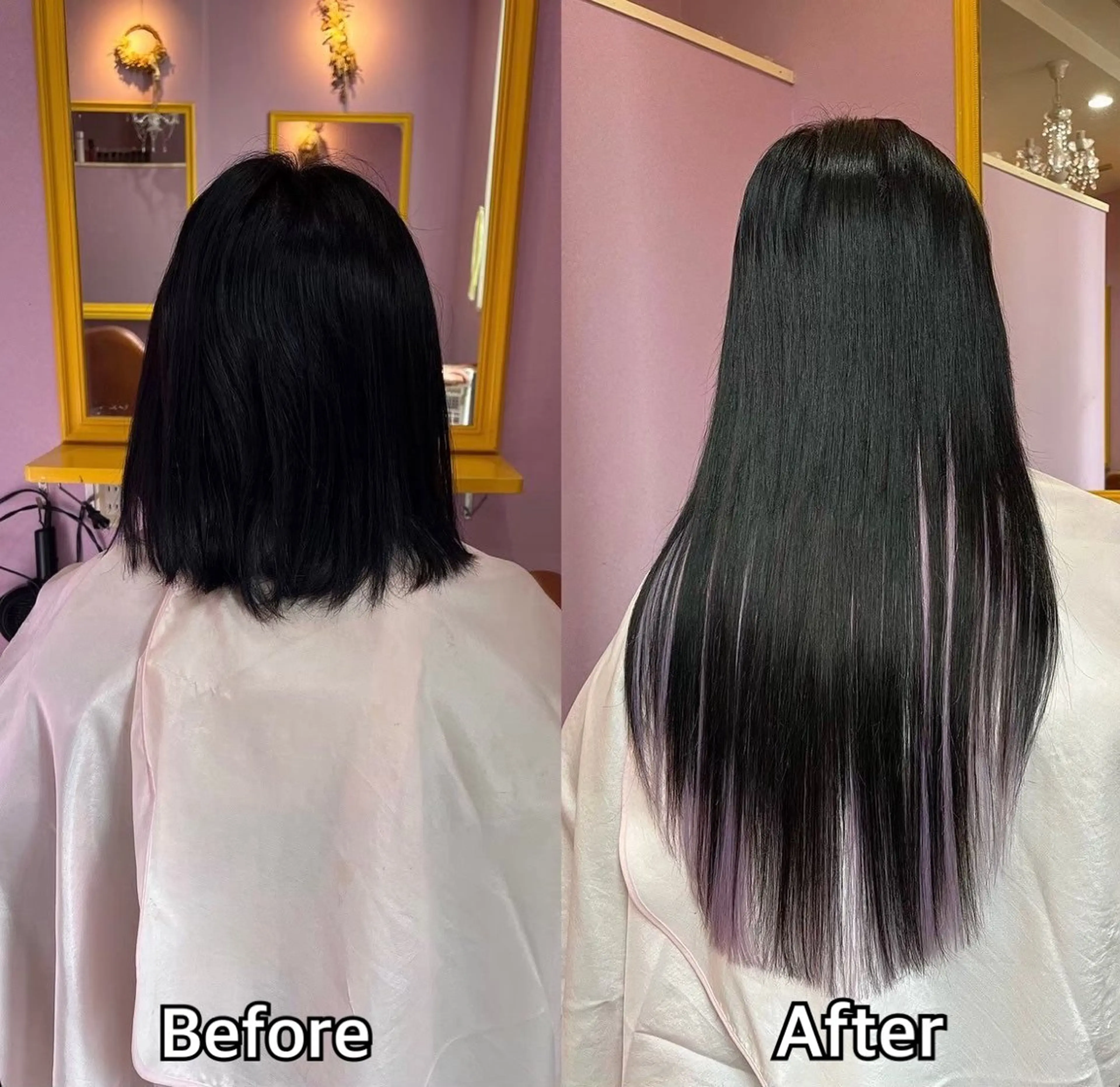 ロング シール＋ちび編み込み エクステ梅田🐨のヘアスタイル