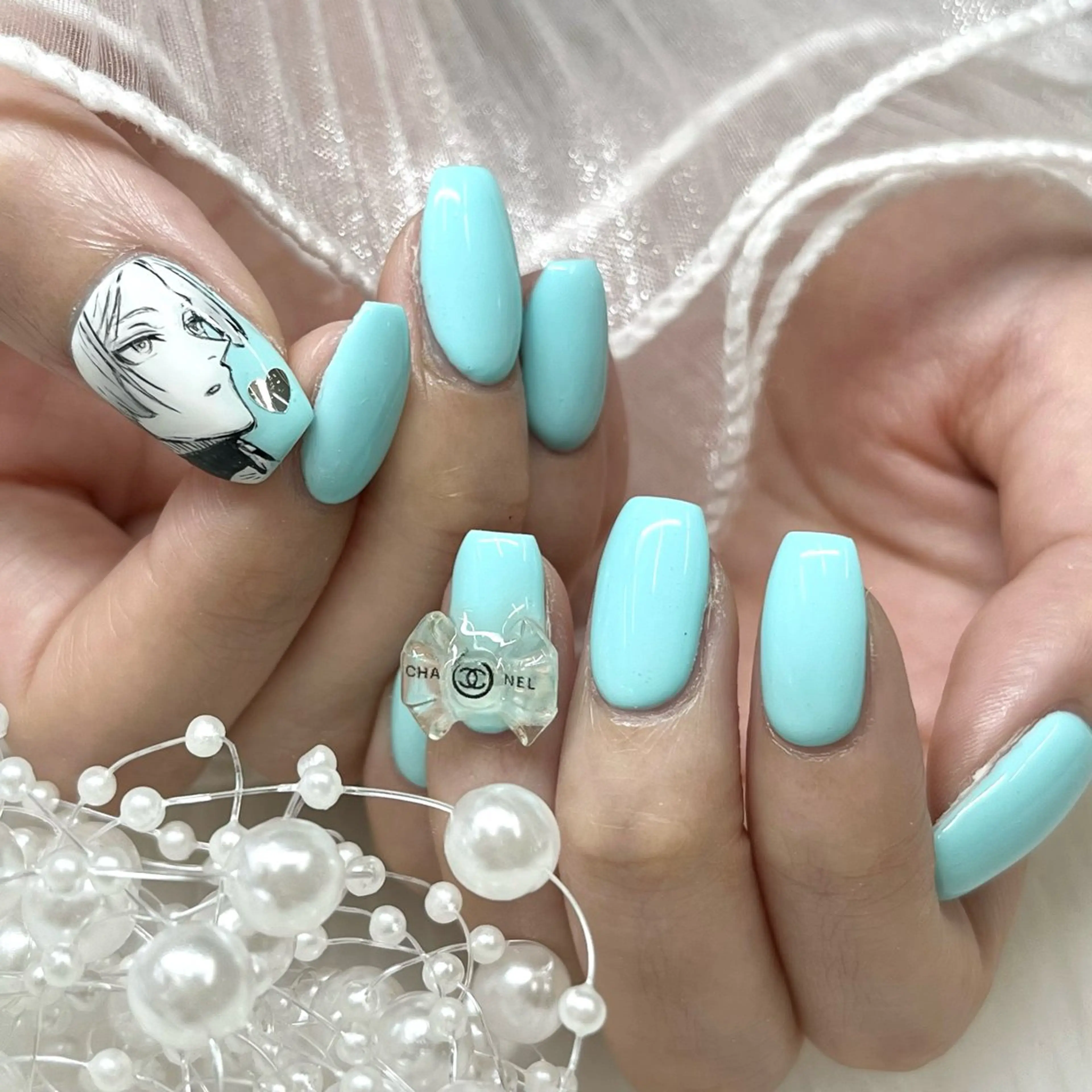 ネイル リボン ハンドネイル 池袋痛ネイル Nok. 渡辺のネイルデザイン