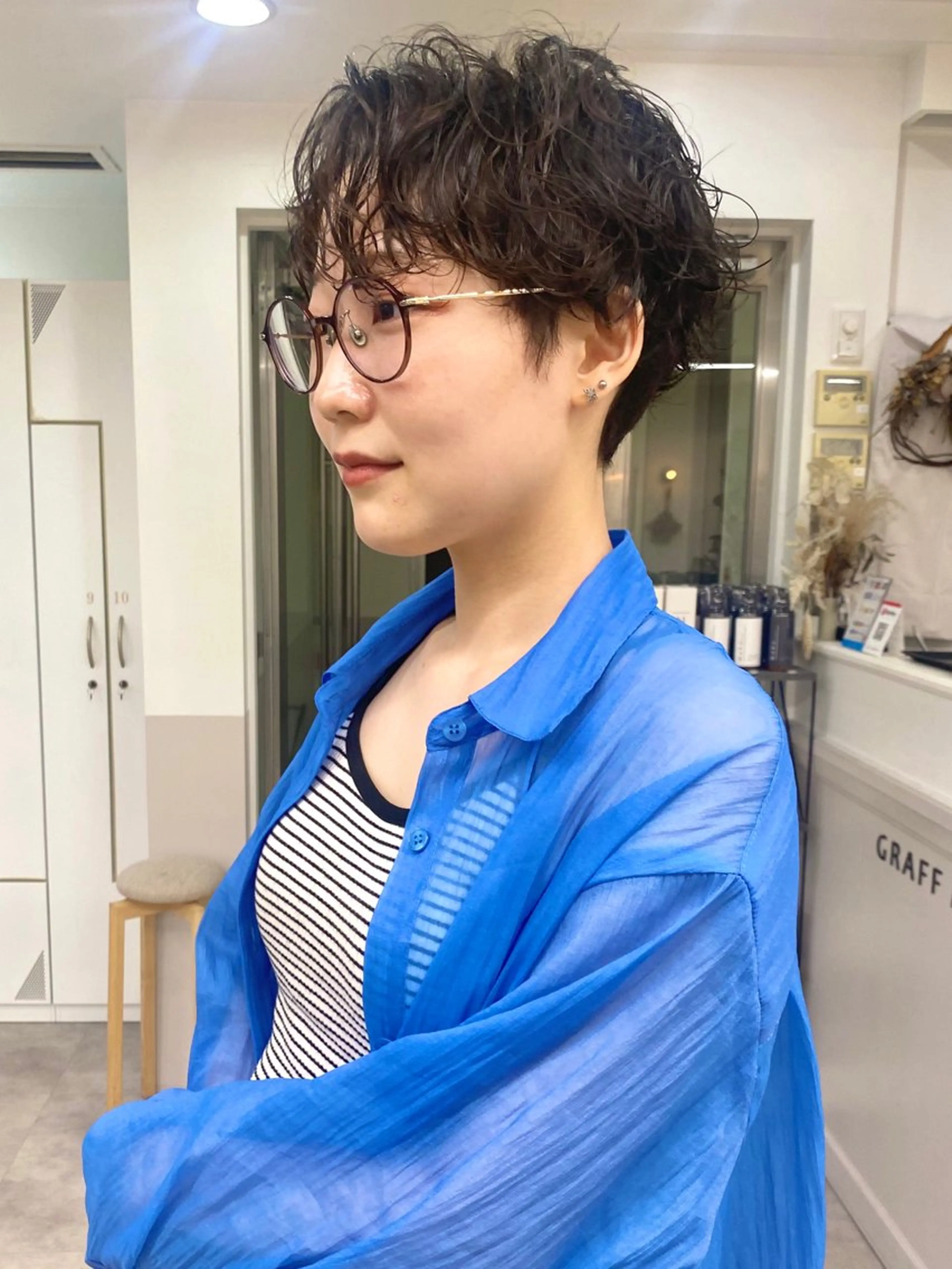 ショート パーマ カット パーマ 会田 渡夢のヘアスタイル