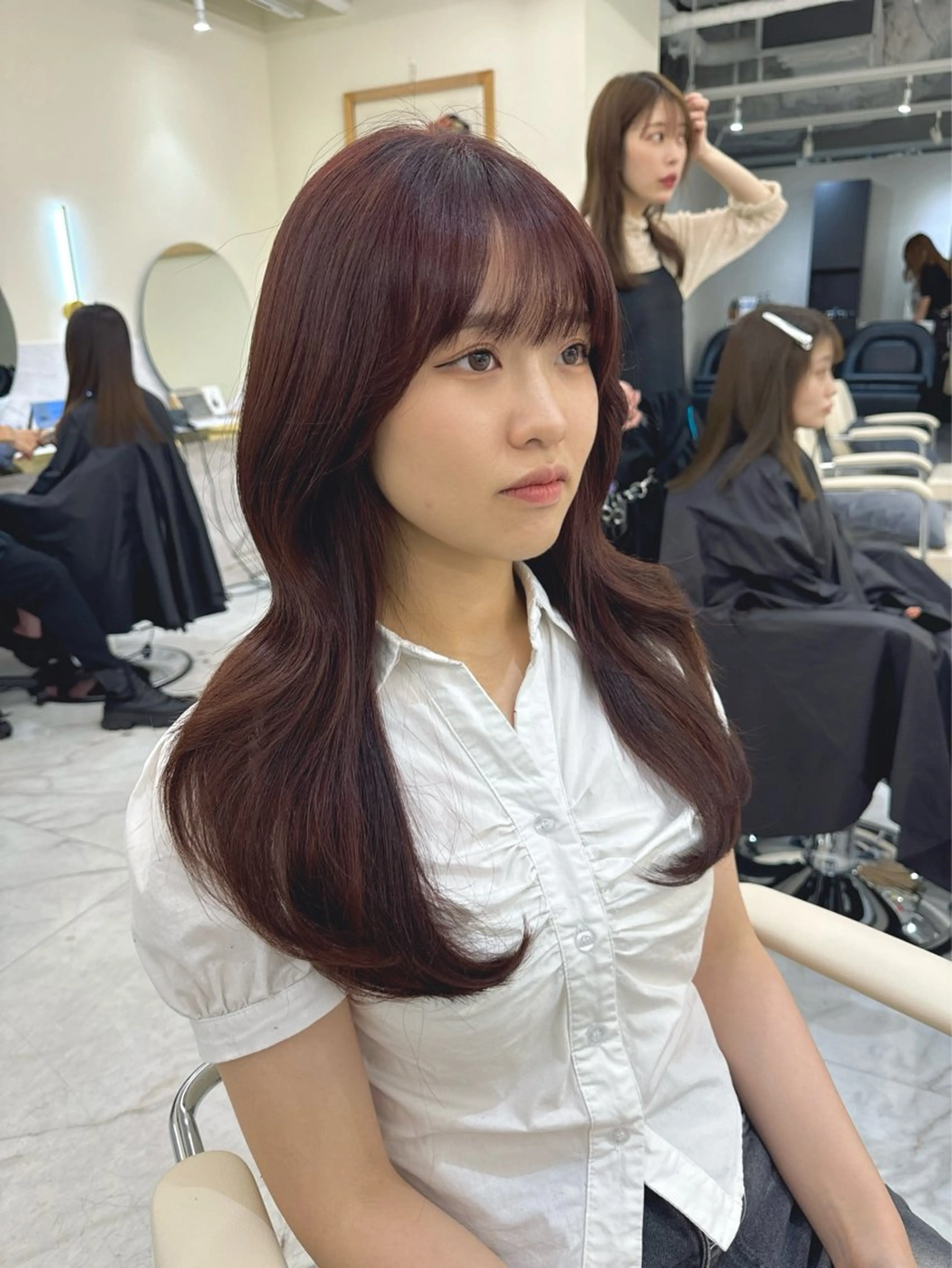 ロング カラー ヘアアレンジ 顔周りカット 韓国風ヘア レイヤーカット 髪質改善特化 🫧松野力也のヘアスタイル