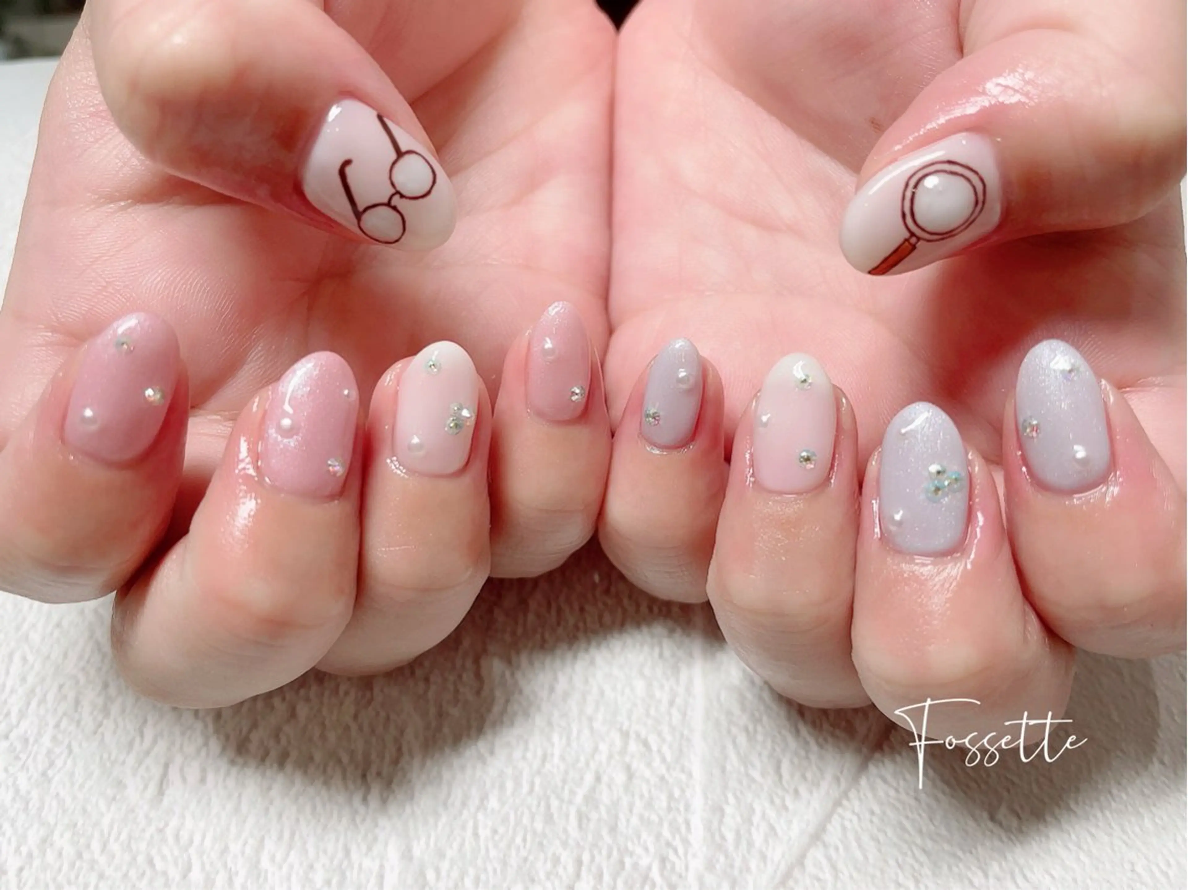 ネイル オーロラネイル キラキラネイル パステルネイル nailsalon Fossetteのネイルデザイン