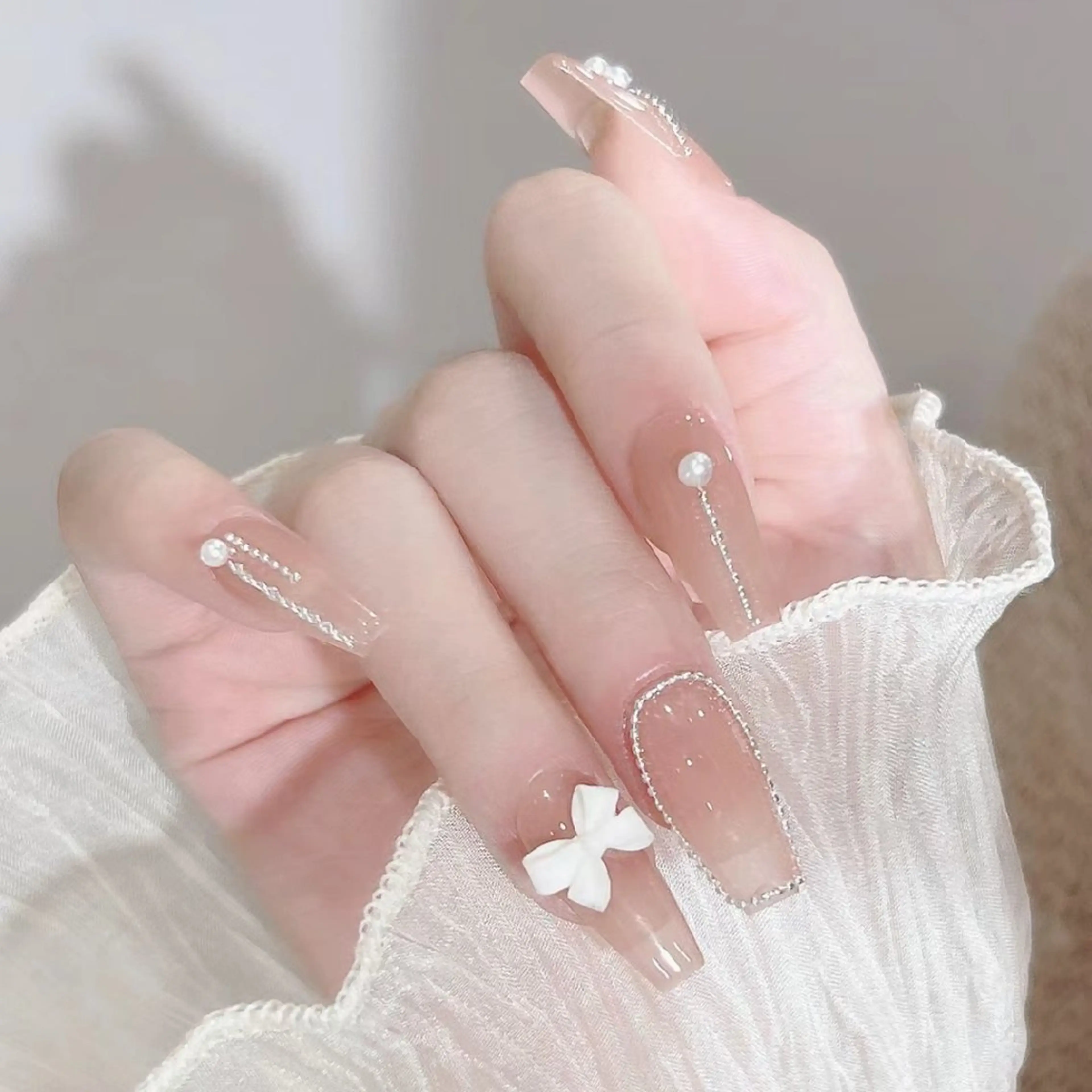 ネイル ハンドネイル ネイリストゆか💅 長さだし、深爪矯正のネイルデザイン