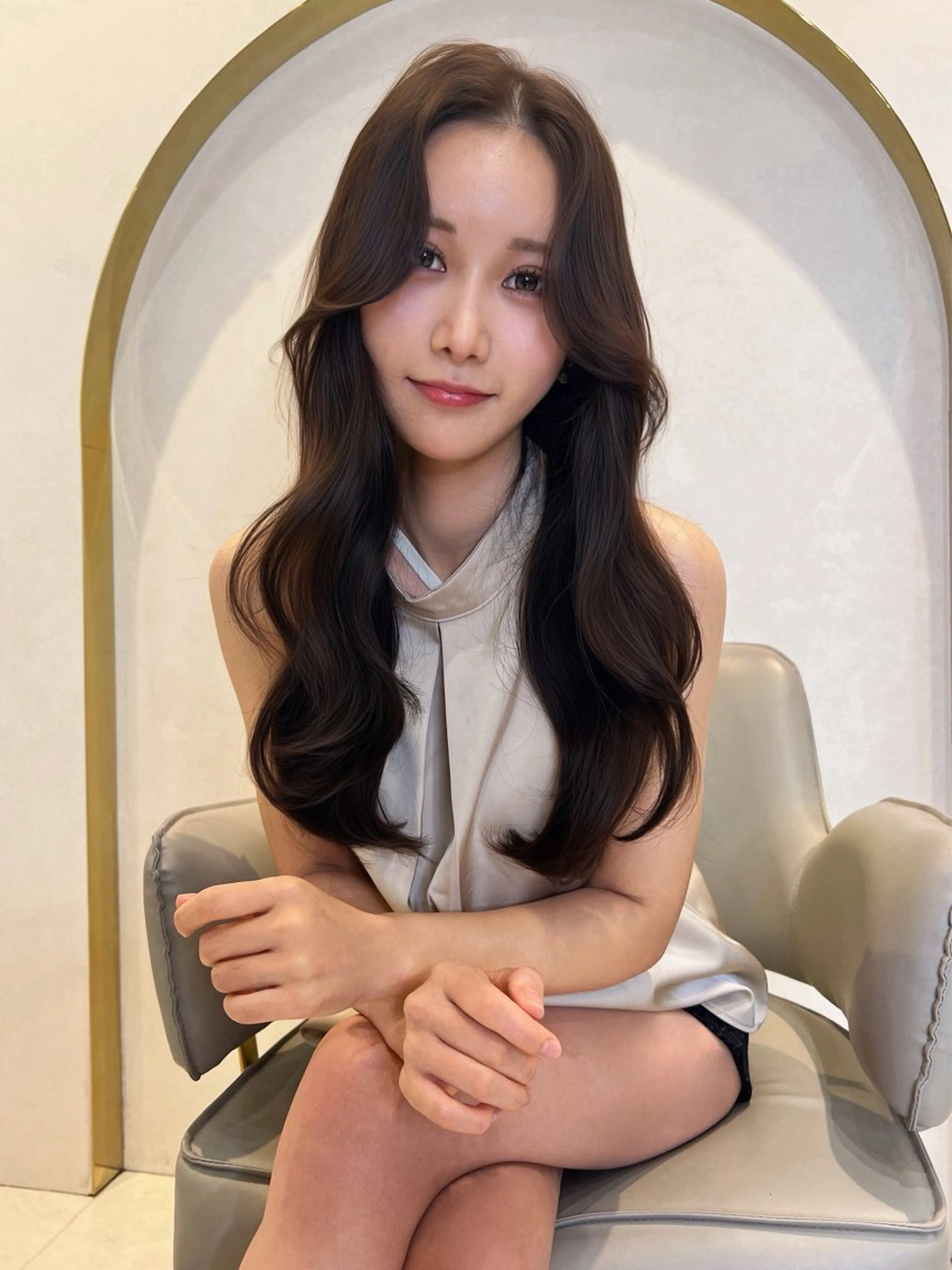 セミロング カット ヘアカラー 小田裕也 チャンモリパーマのヘアスタイル