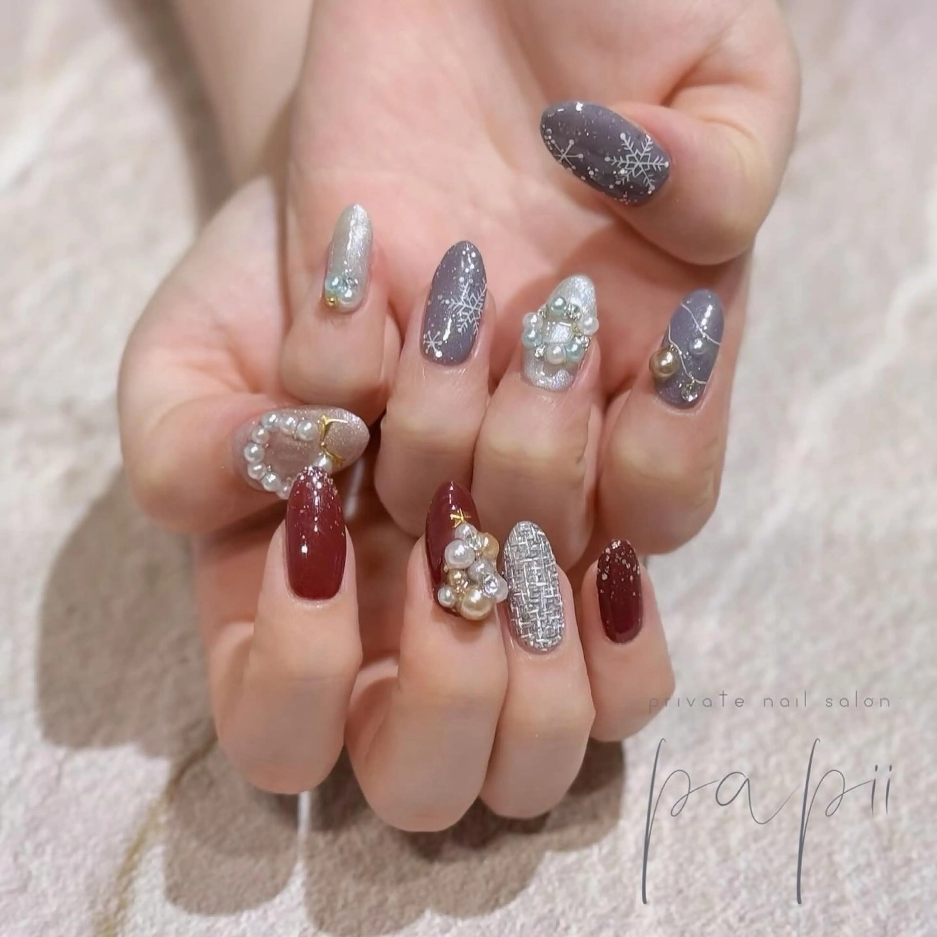 ネイル アートネイル 冬ネイル クリスマス private nail salon papii所属・papii☆ kurodaのネイルデザイン