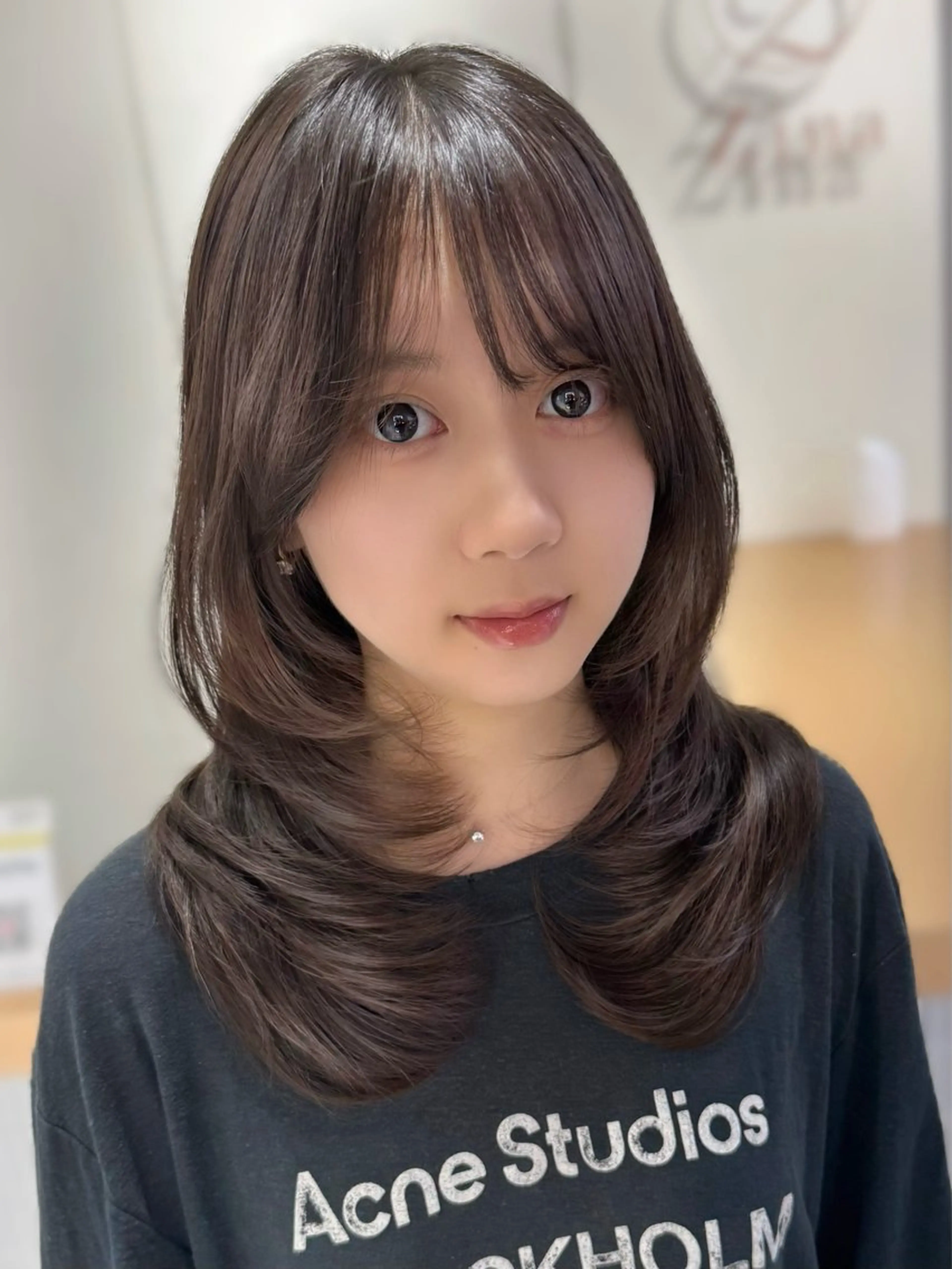 ミディアム ミディアムレイヤー 韓国風ヘア レイヤーカット ワンホンレイヤー 難波/レイヤーカット zina【辻優也】のヘアスタイル