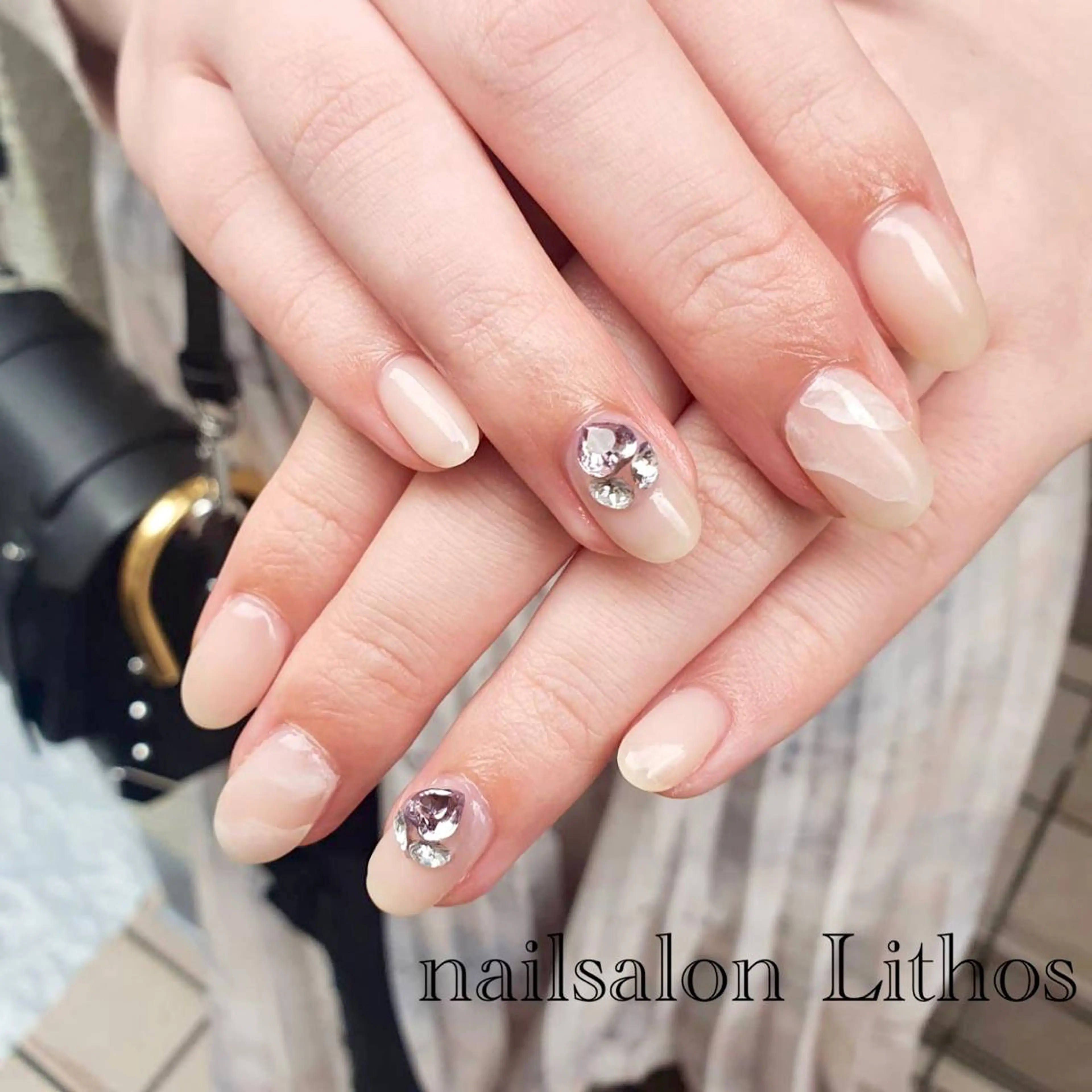 ネイル アートネイル ジェルネイル キラキラネイル 韓国ネイル 大理石ネイル(マーブル) ハンドネイル nailsalon Lithos所属・nailsalon Recontreのネイルデザイン