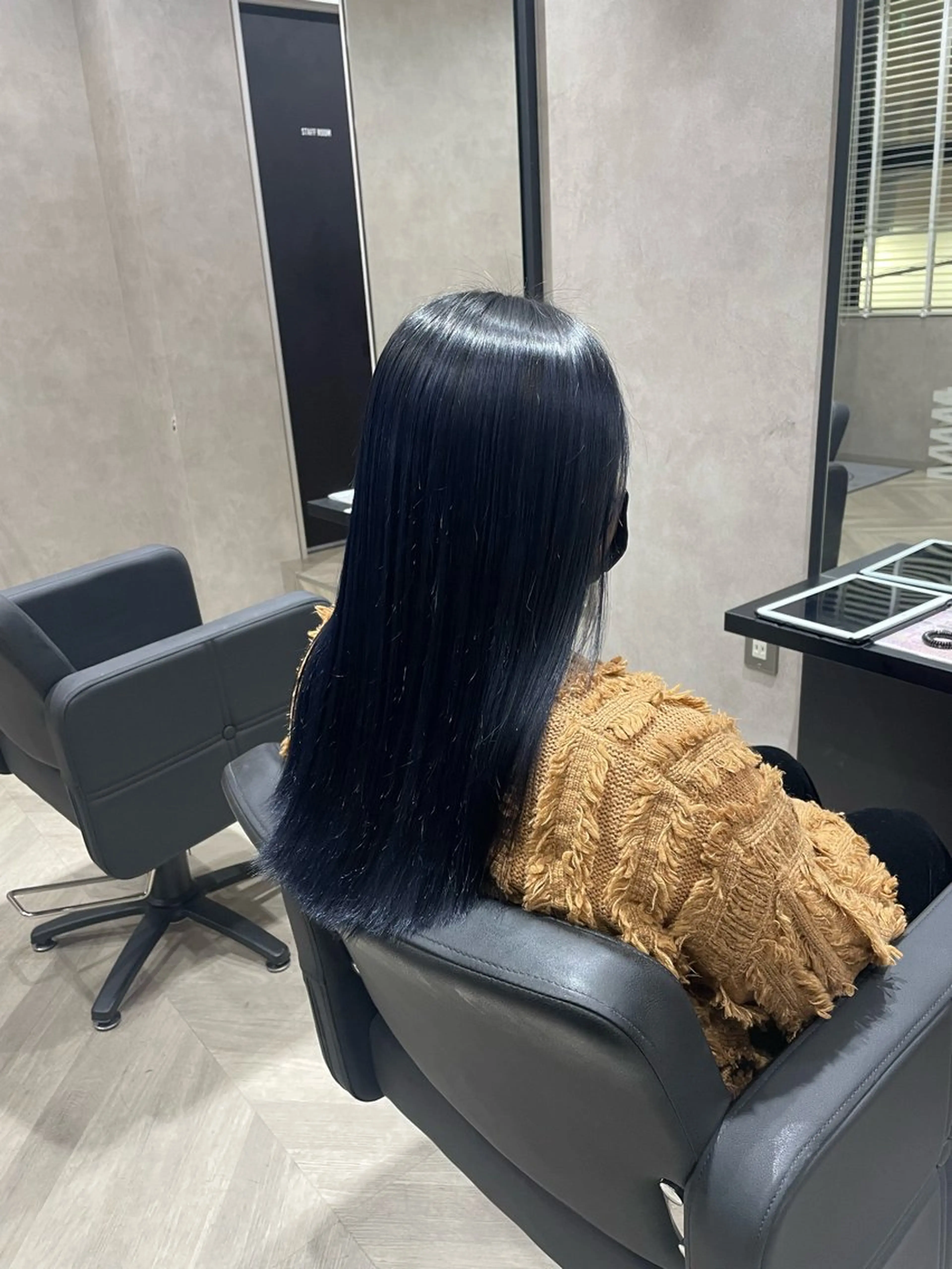 ロング カラー 黒髪 ブリーチ ブルーカラー ブルーブラック ネイビーカラー ピンクカラー/ 透明感カラー鈴木海音のヘアスタイル