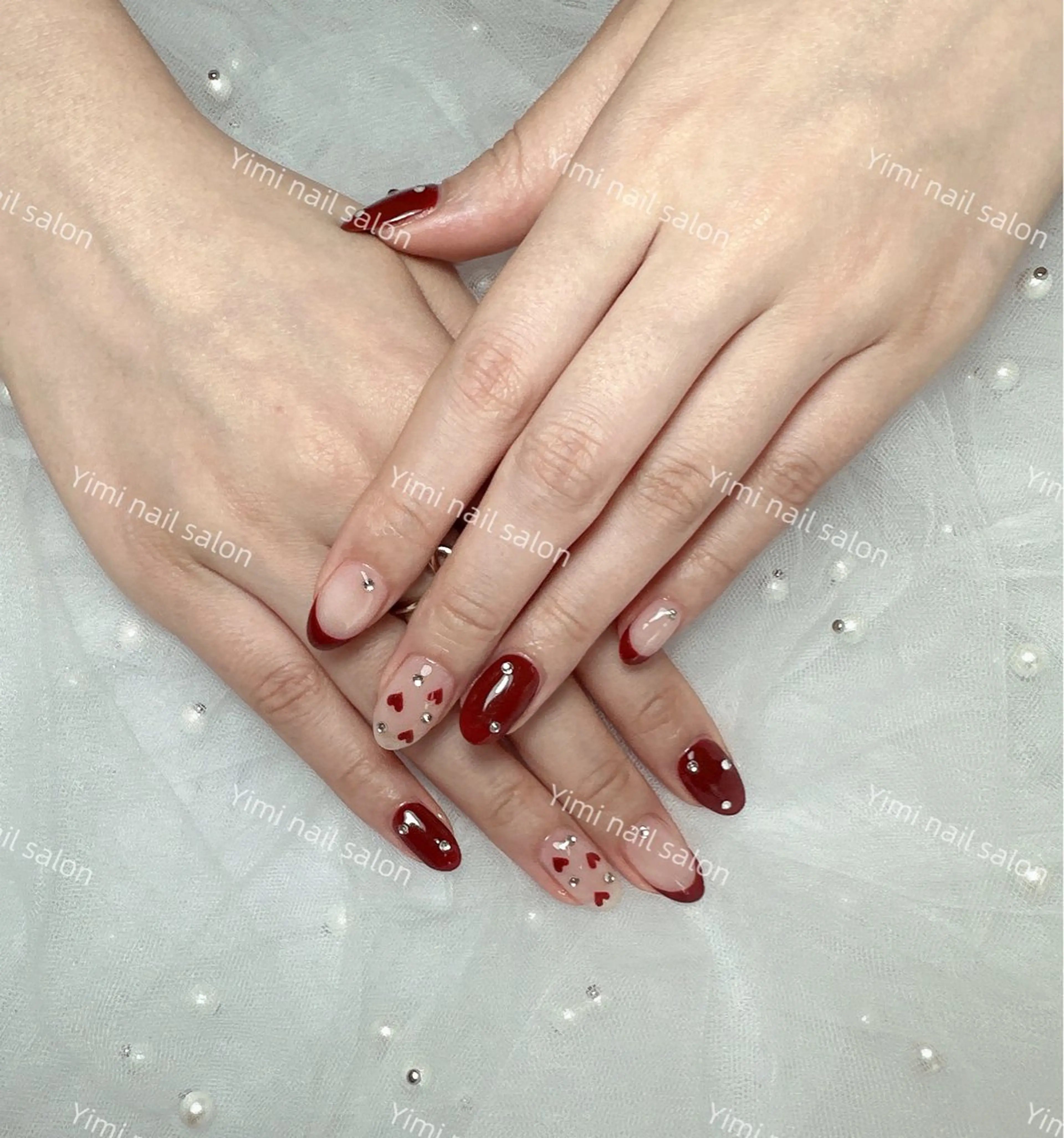 ネイル shineジェル& チップ長さだしのネイルデザイン