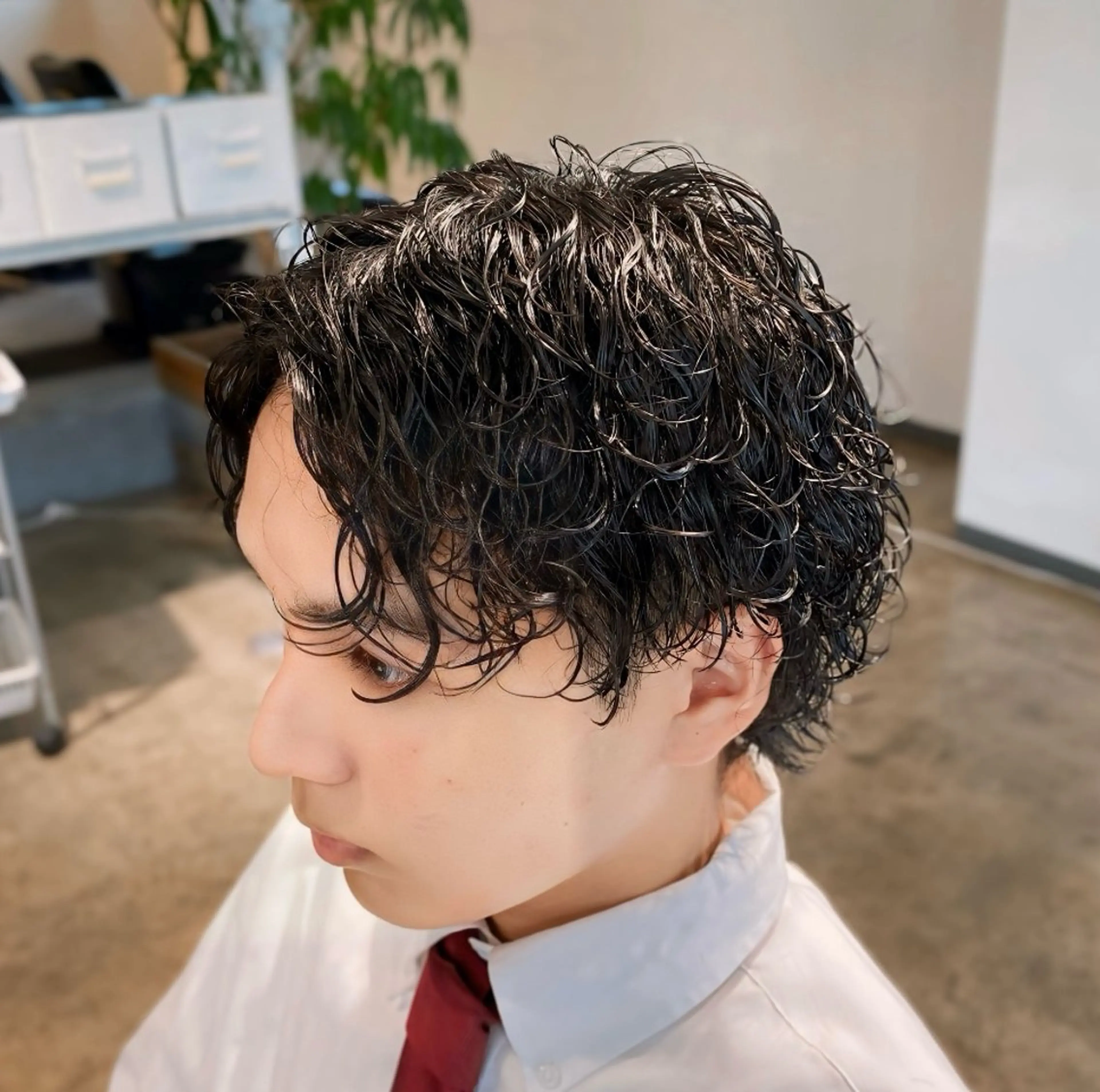 パーマ メンズ センターパート 波巻きパーマ メンズパーマ 特化/中川拓也のヘアスタイル