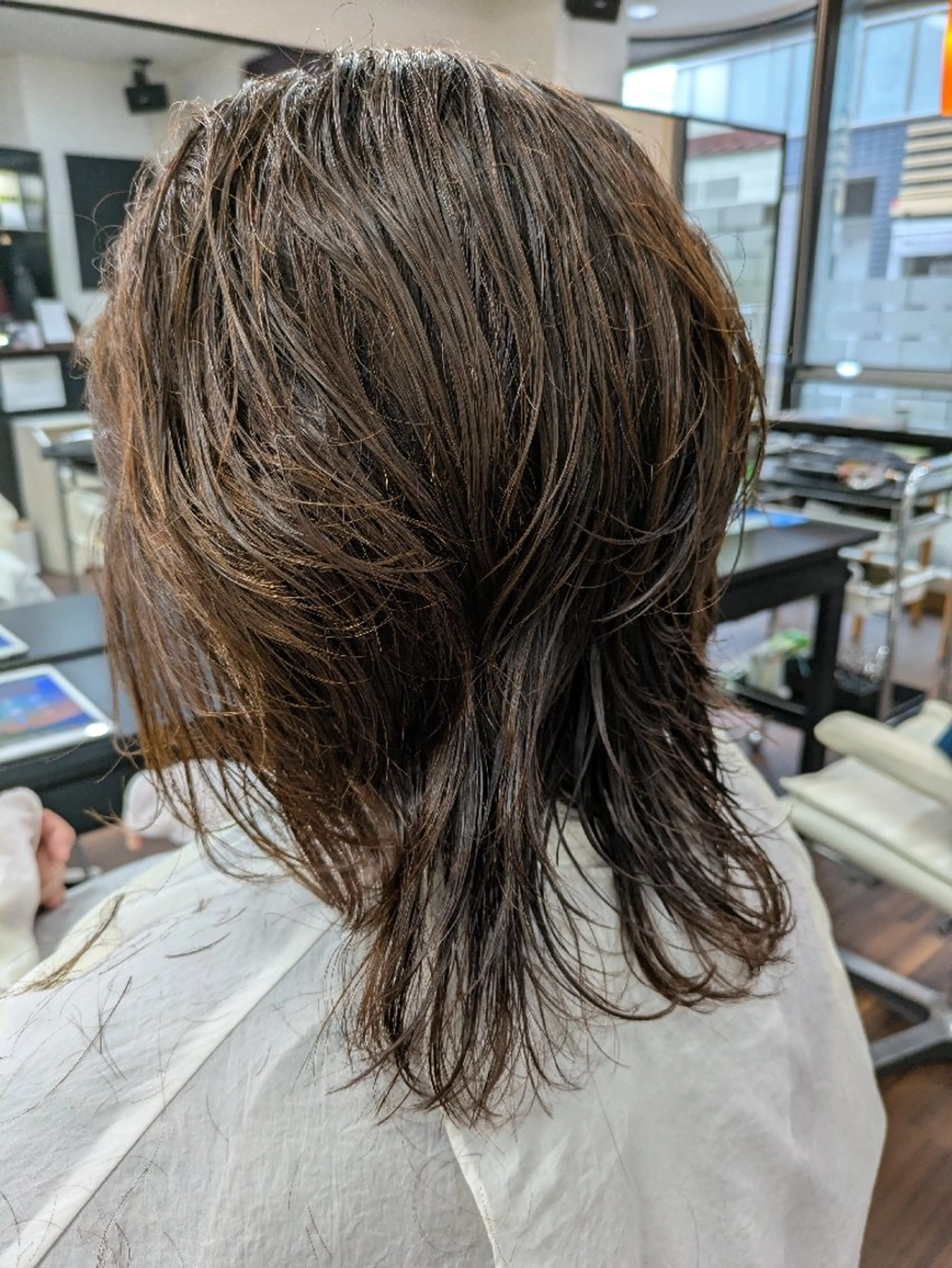 セミロング 大人女性カット/ヘア セット✨️片本🌸のヘアスタイル