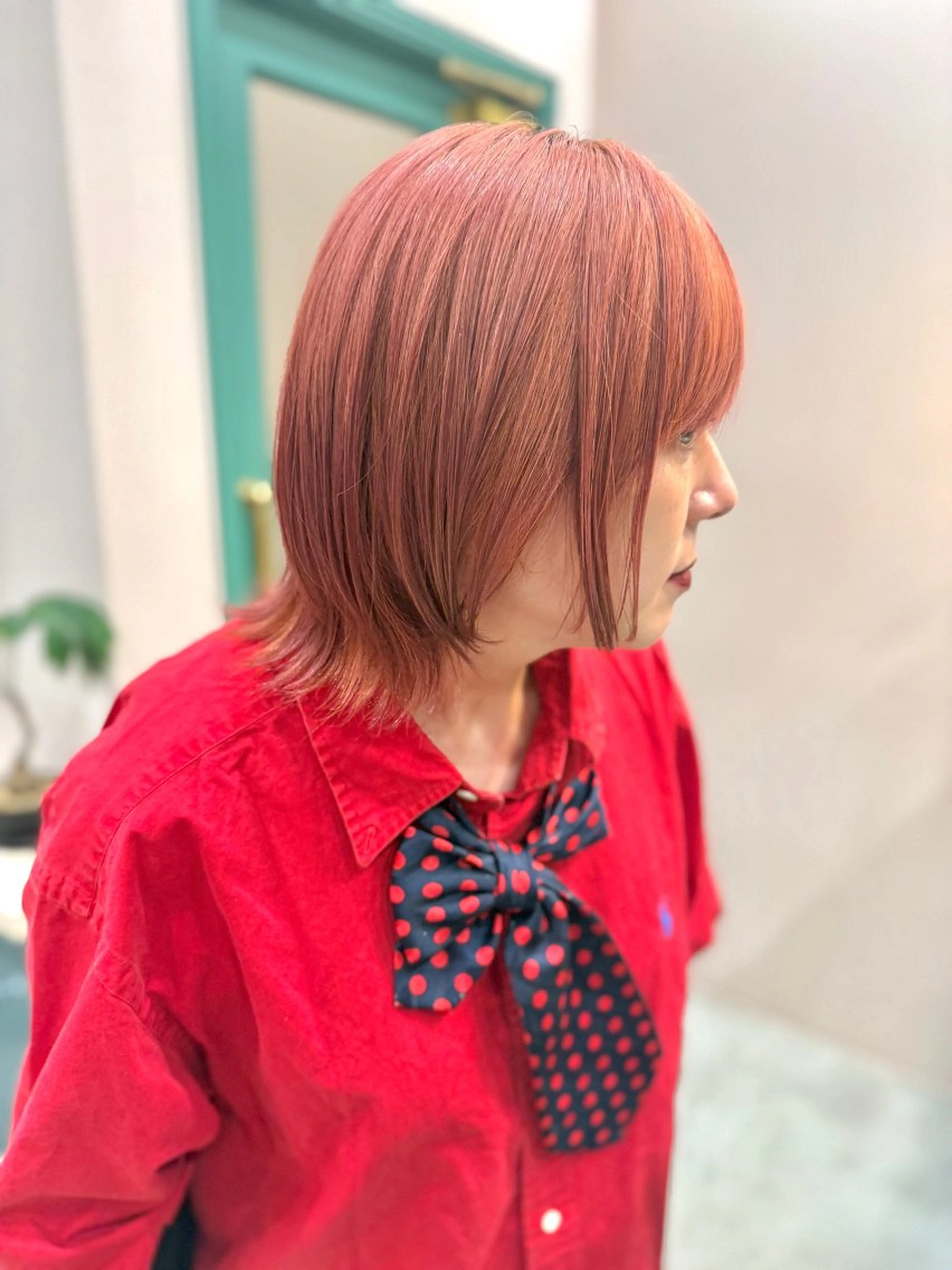 ミディアム カラー オレンジ ピンクカラー ヘアカラー 似合わせカラー／ 松岡茉和🐼🌈🌟のヘアスタイル