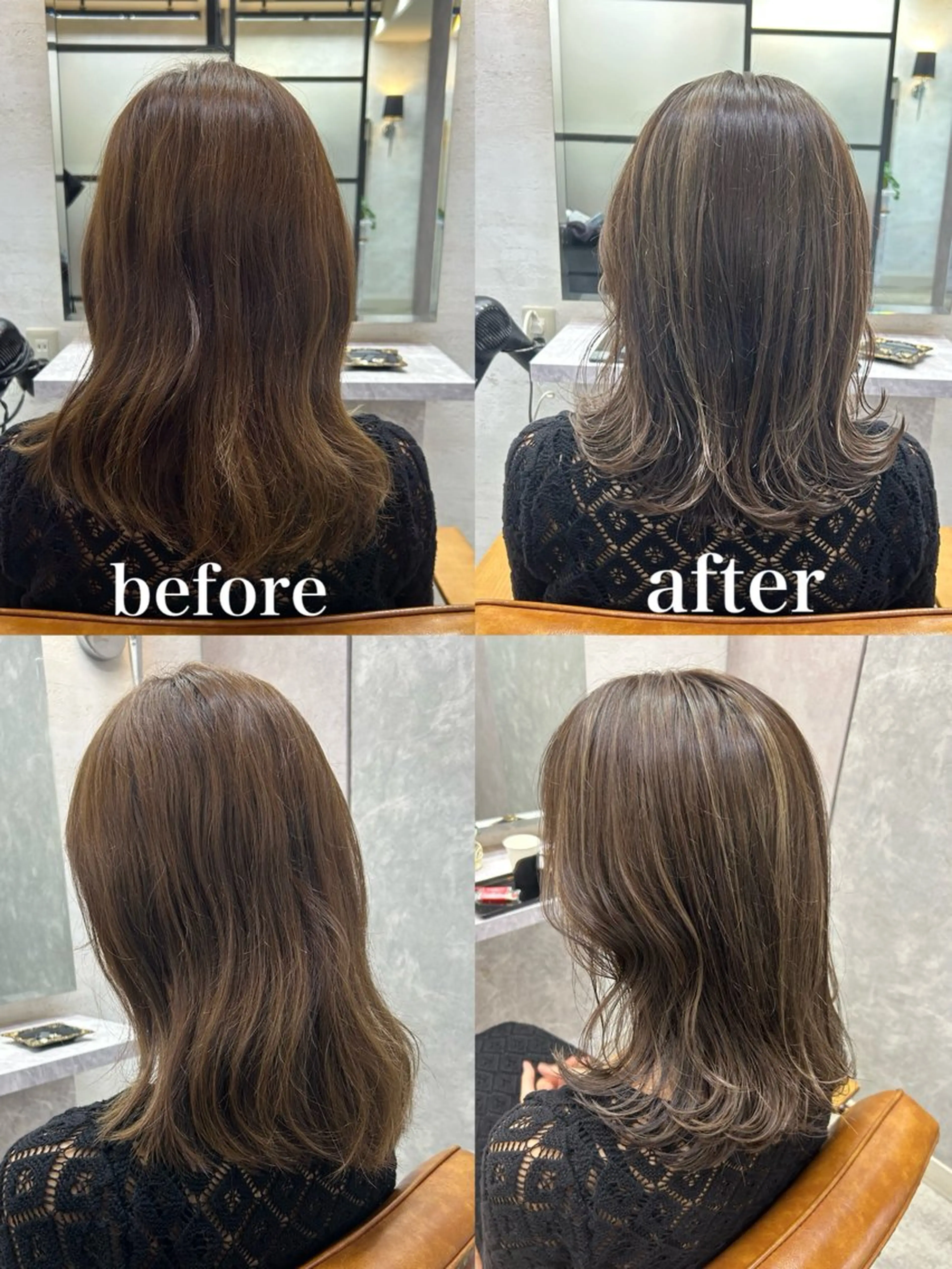 ミディアム カラー ハイライトカラー ハイライト カット ヘアカラー トリートメント 艶カラー吉祥寺🌸 KAZUEのヘアスタイル