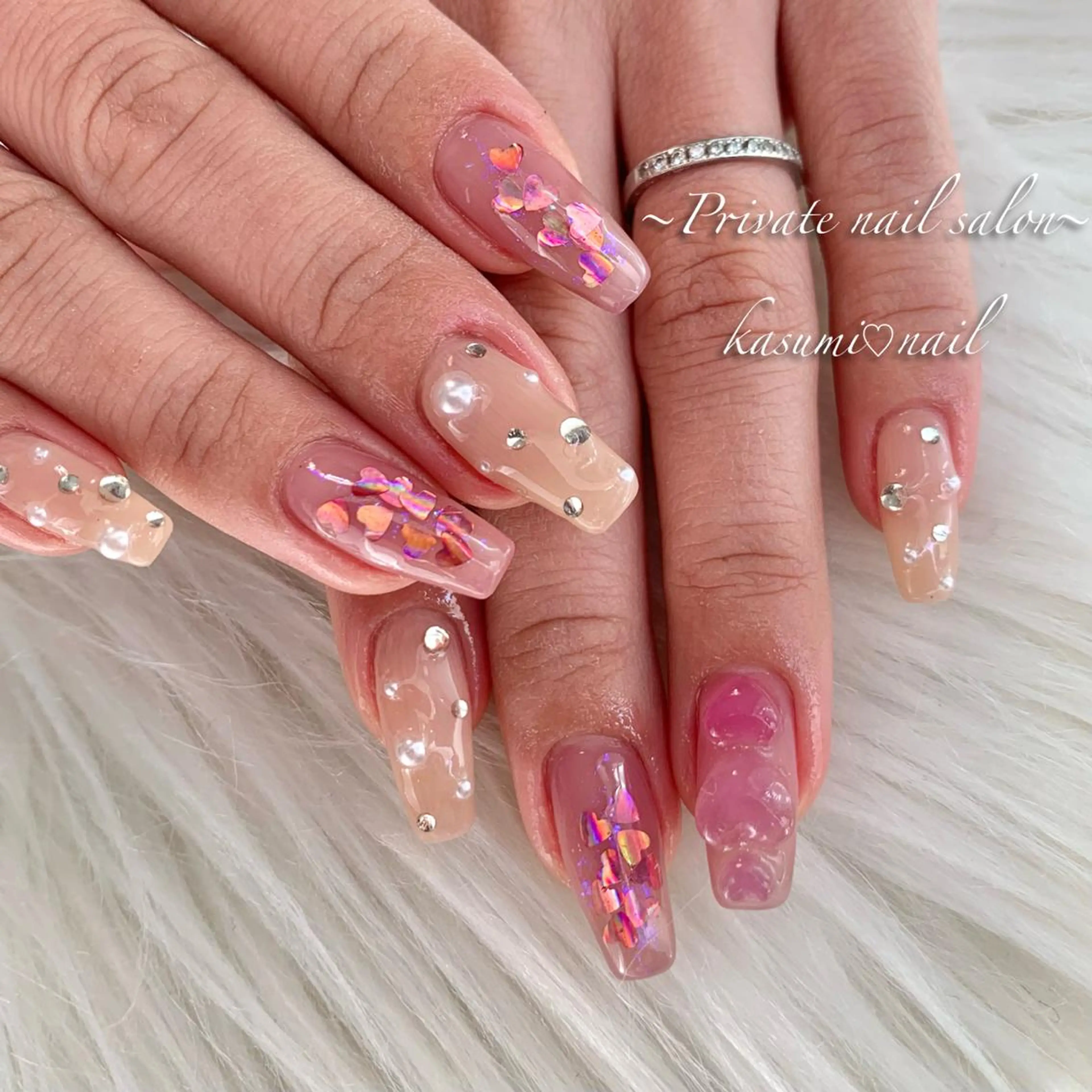 ネイル アートネイル ラメ(グリッター) マグネットネイル ミラーネイル 持ち込み KASUMI♡ Nailのネイルデザイン