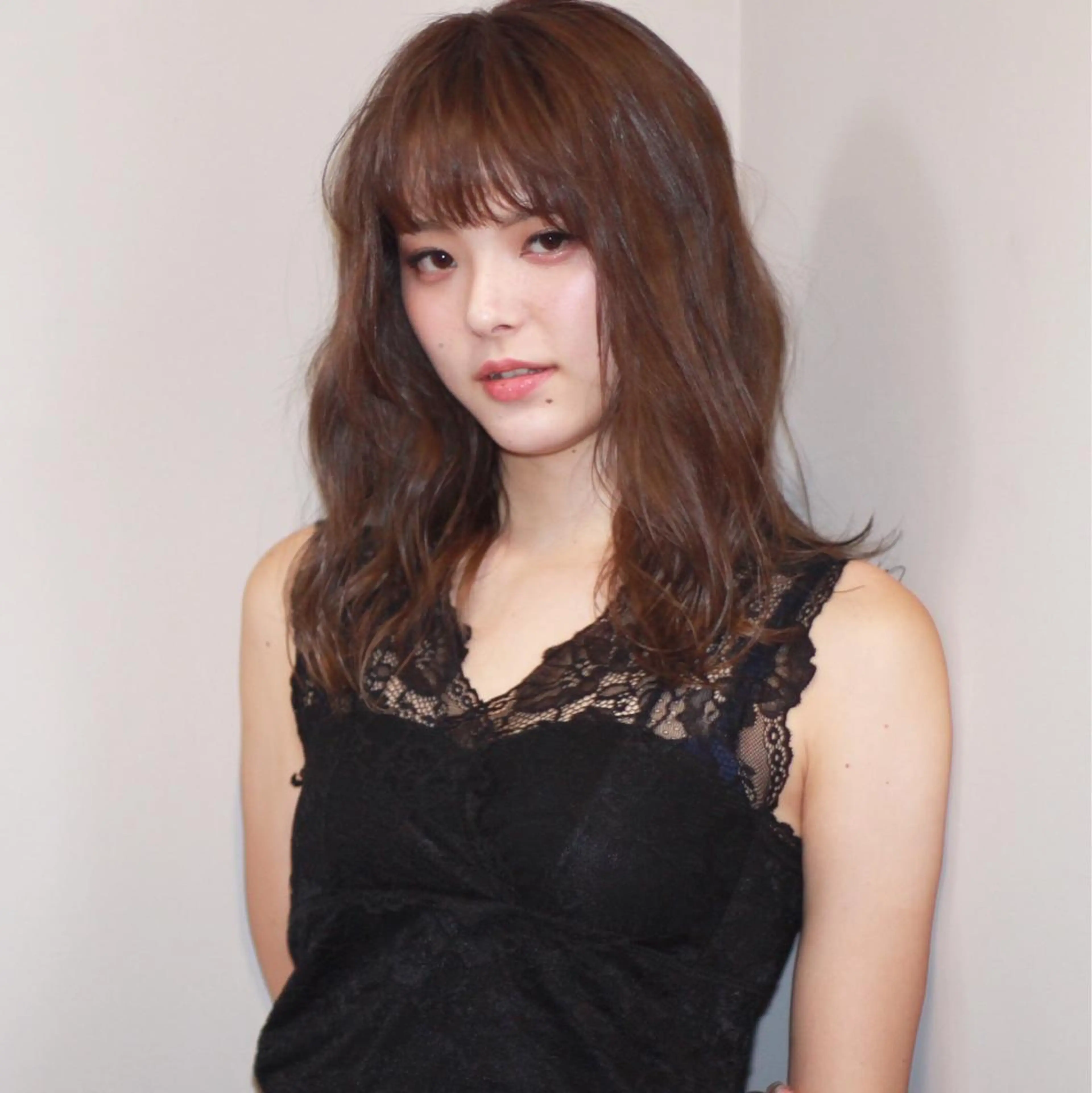 セミロング カラー パーマ 薬院:今泉/上川美幸 大人ヘア/暗髪カラーのヘアスタイル