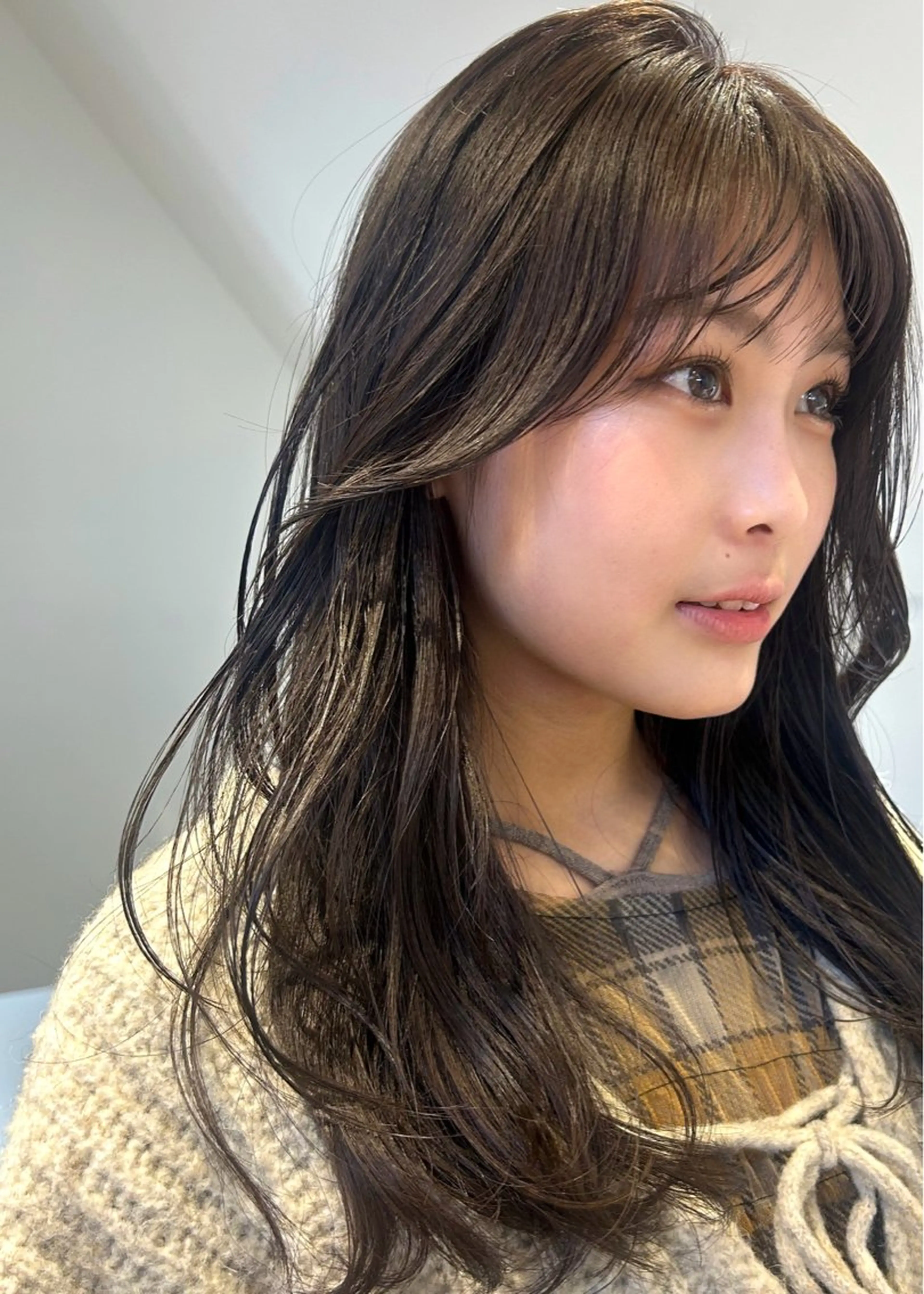 セミロング カラー パーマ カット ヘアカラー レイヤー/透明感/ ブリーチなし/わかなのヘアスタイル