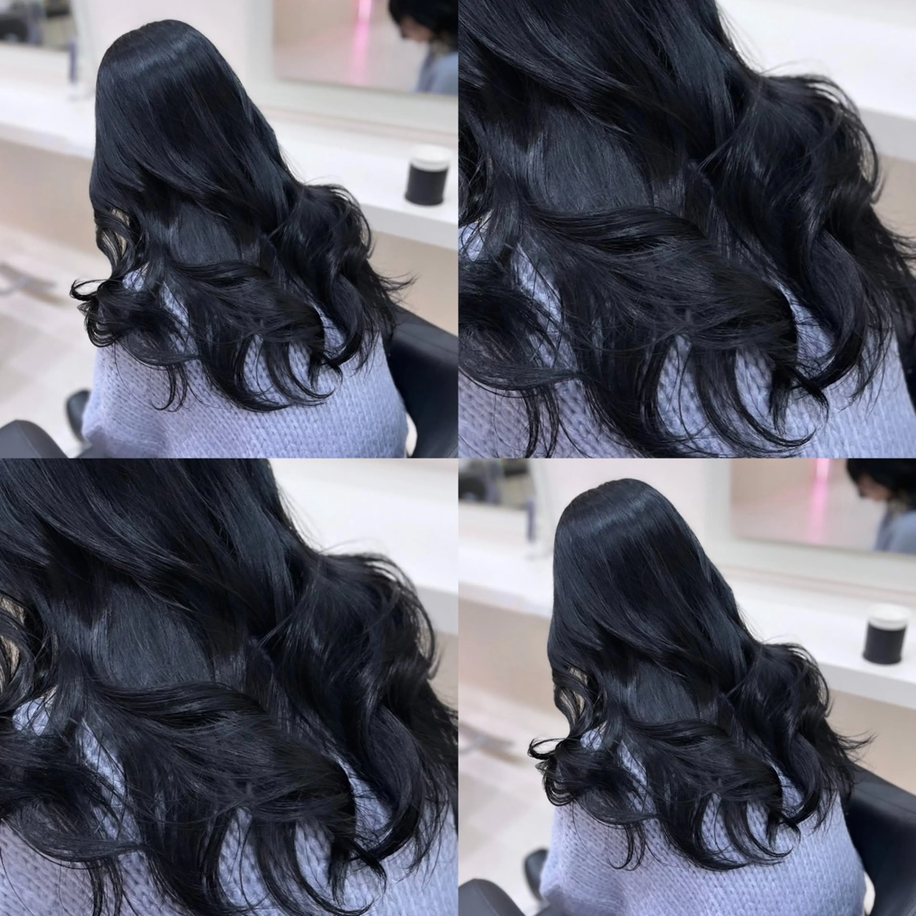 ロング 髪質改善 韓国風ヘア カット ヘアカラー トリートメント 透明感× ブルーブラック/池袋のヘアスタイル