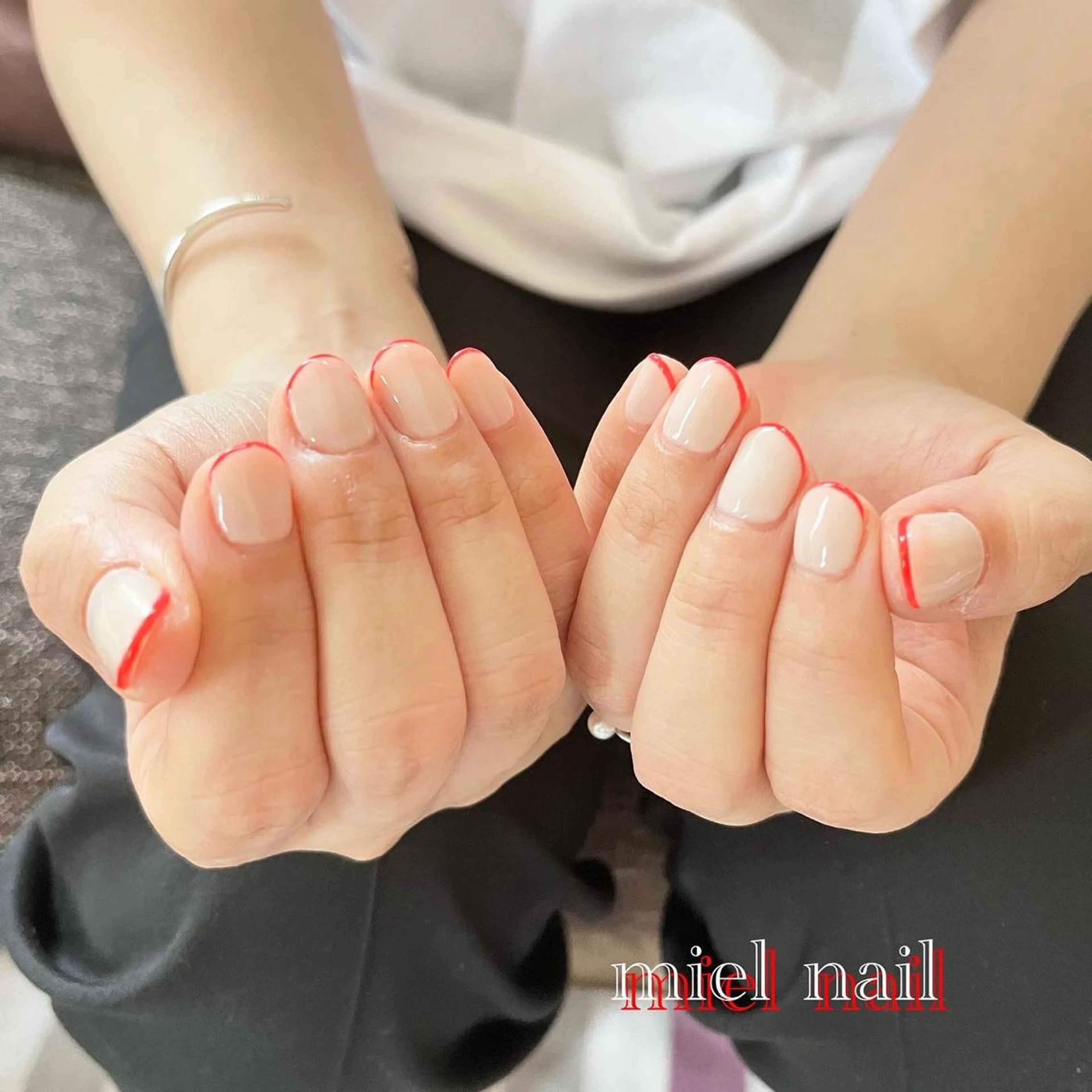 ネイル フレンチネイル シンプルネイル 夏ネイル ハンドネイル miel nailのネイルデザイン
