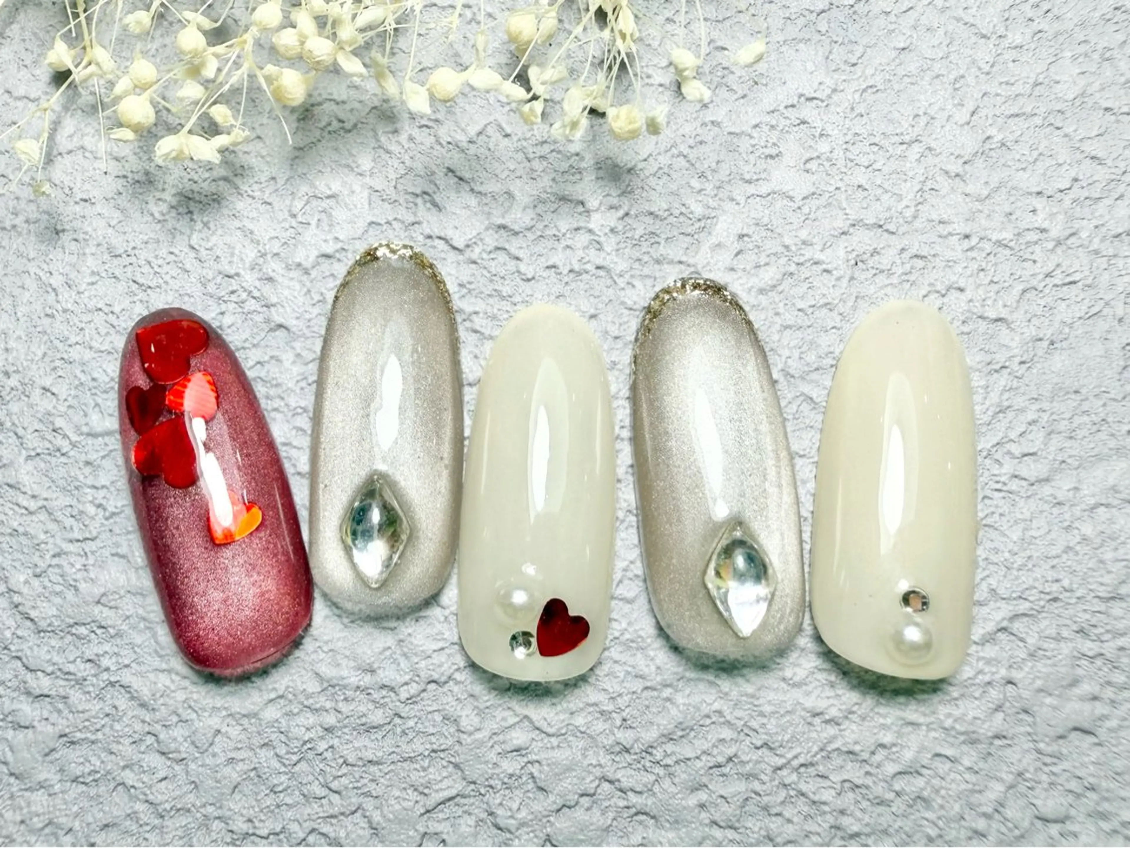 ネイル ジェルネイル マグネットネイル オフィスネイル パラジェル シンプルネイル ネイルサロン パールのネイルデザイン