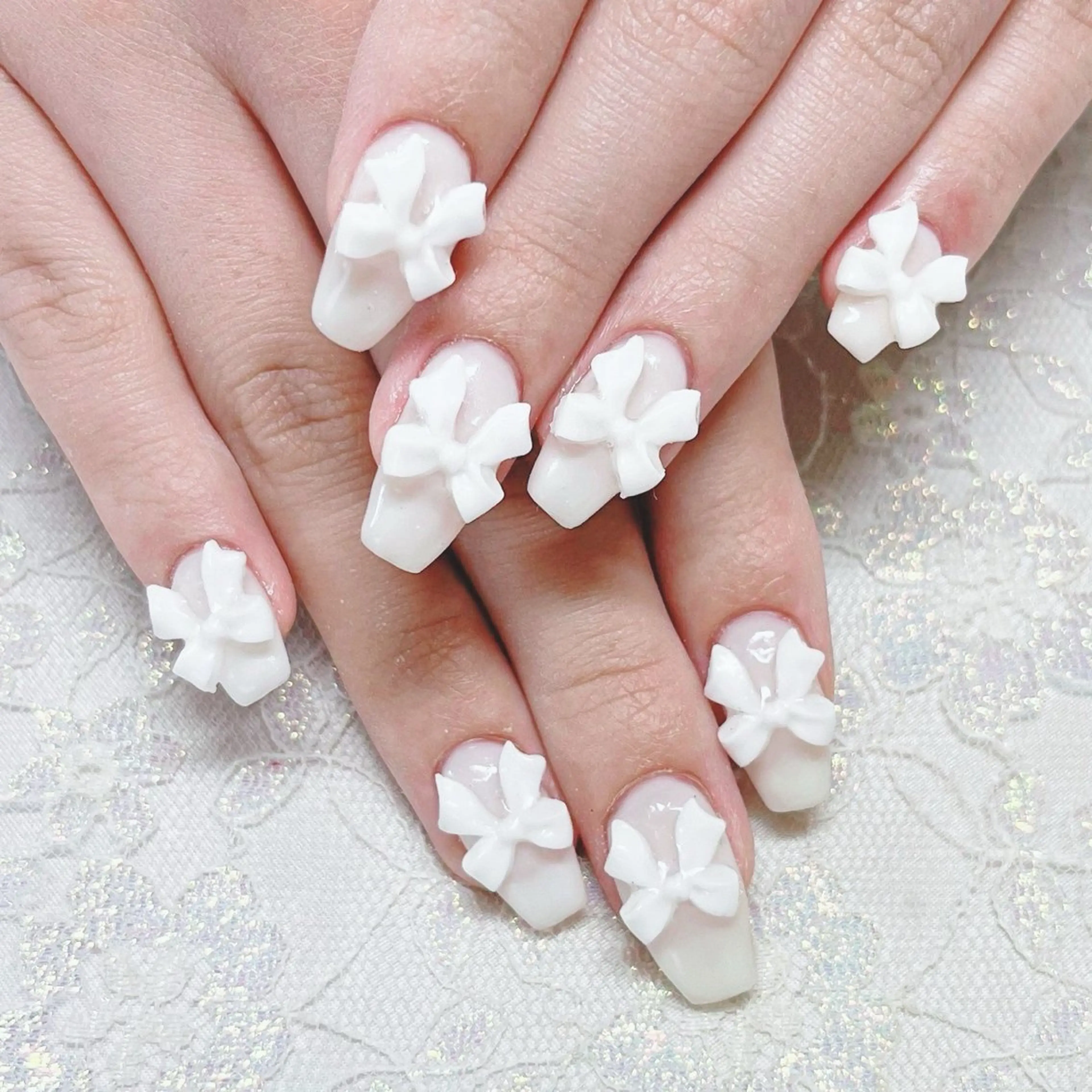 ネイル ジェルネイル リボン ハンドネイル Nail lieNのネイルデザイン