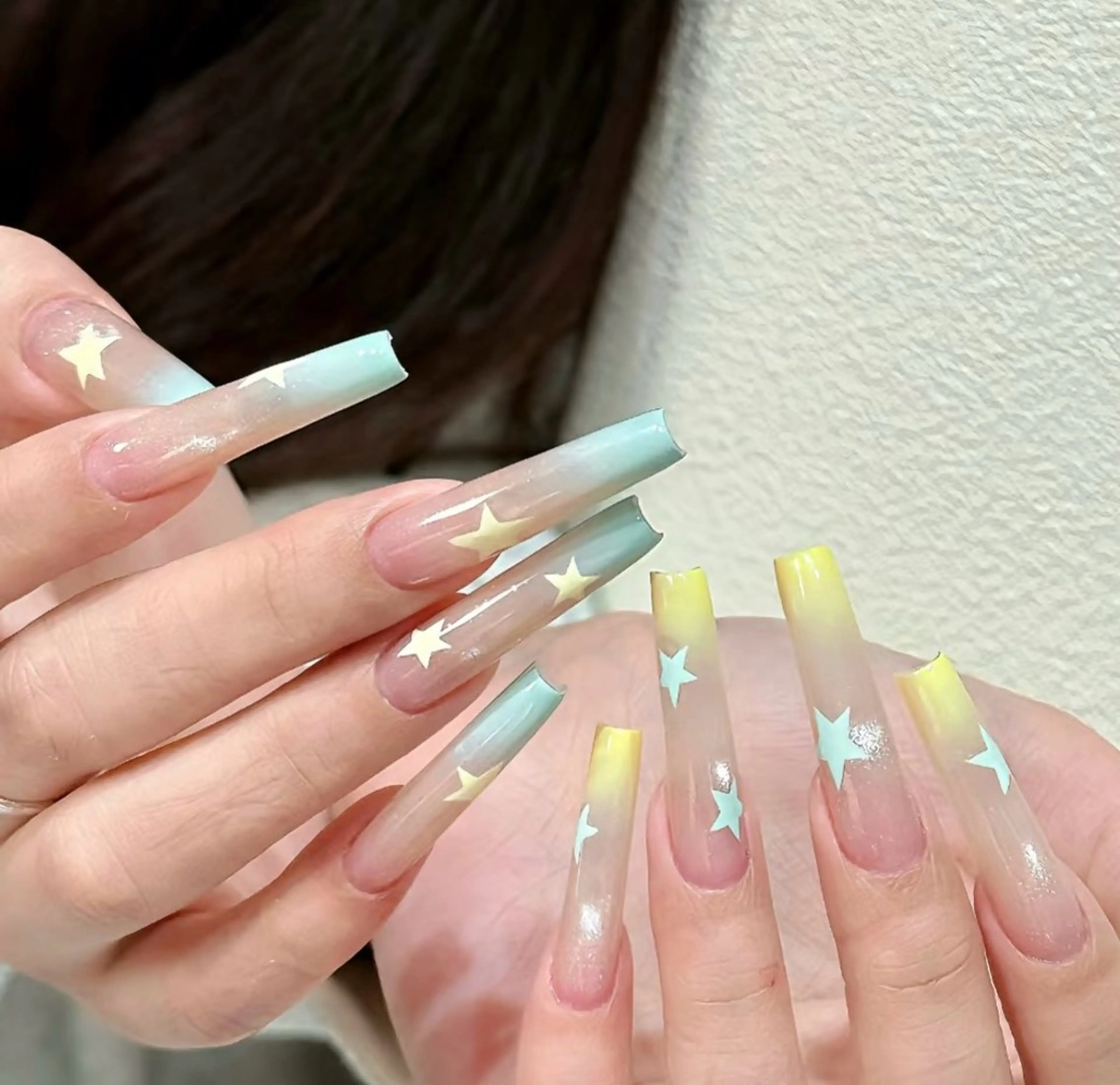 ネイル フラワーネイル フレンチネイル ジェルネイル ガラスフレンチ ハート ハンドネイル BabyYouMi nailのネイルデザイン