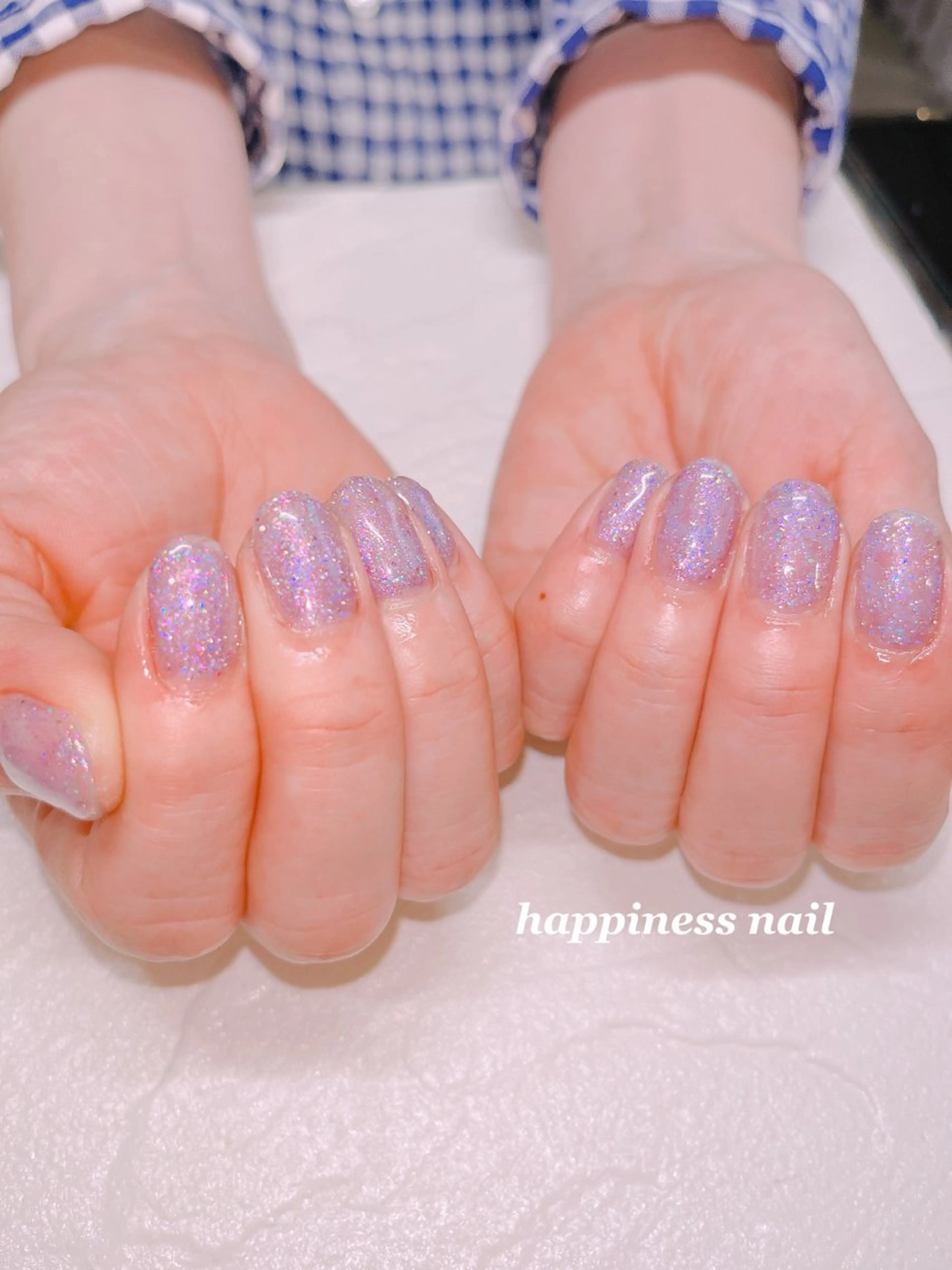 ネイル ブルー フラッシュネイル キラキラネイル happiness nailのネイルデザイン