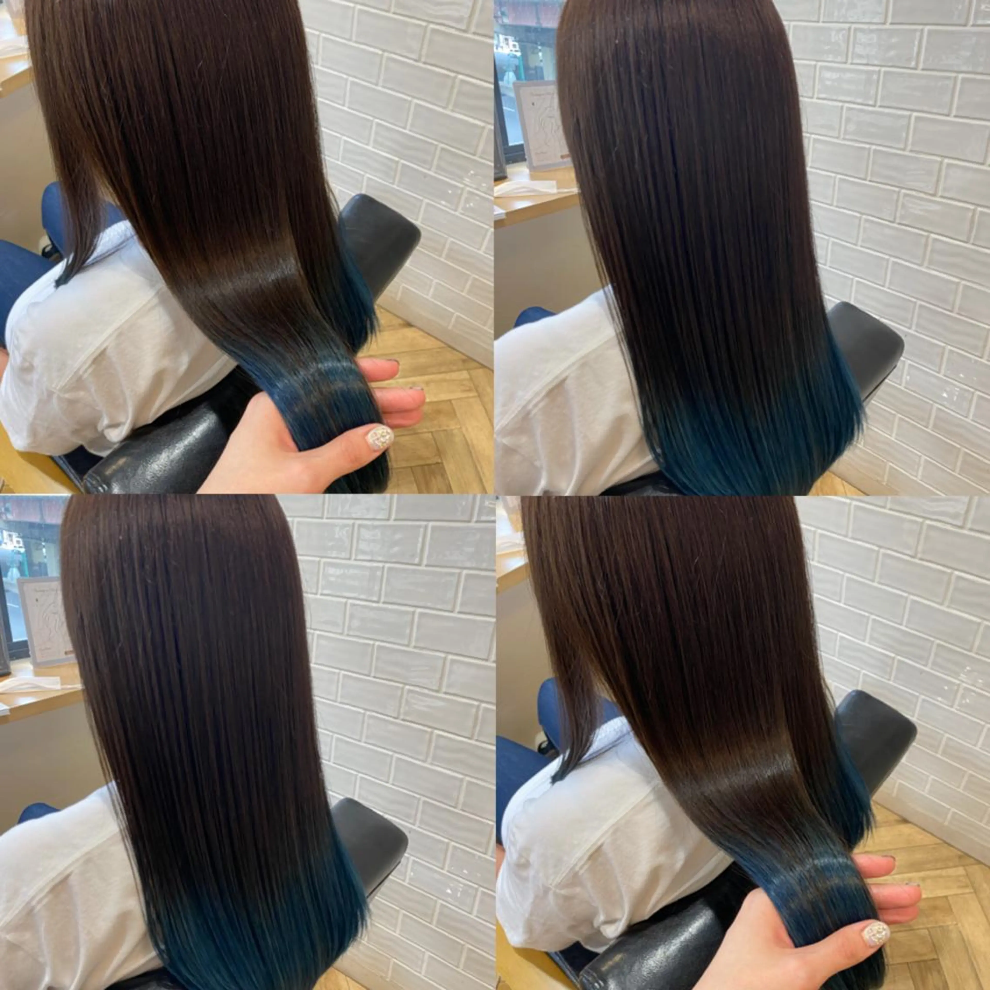 ロング カラー ブルーカラー グラデーションカラー 艶カラー/韓国顔周り 🎀mamiのヘアスタイル