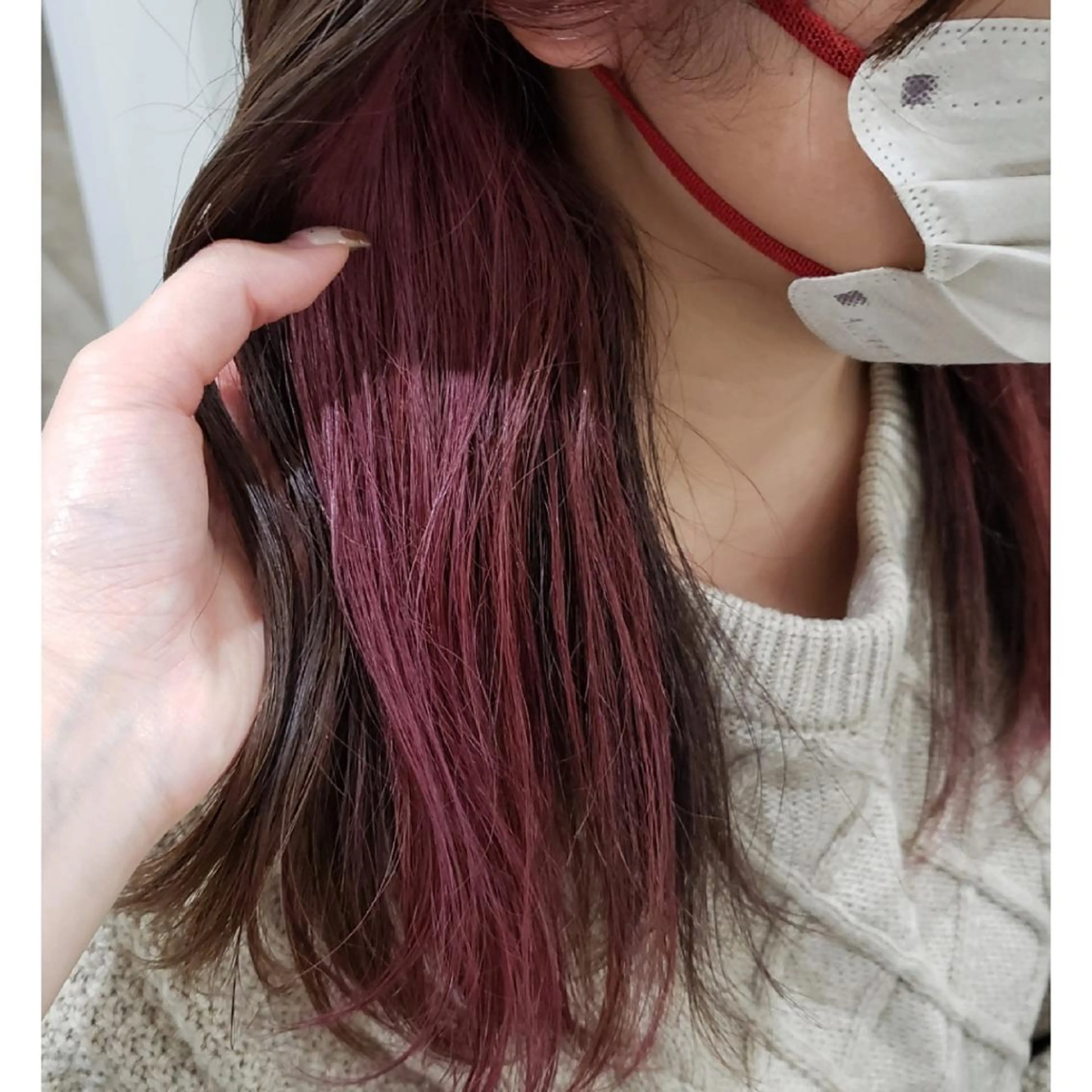 セミロング カラー ヘアアレンジ イヤリングカラー インナーカラー ラベンダーカラー ラベンダーピンク ピンクカラー 髪質改善サロン🍃 AIRI のヘアスタイル