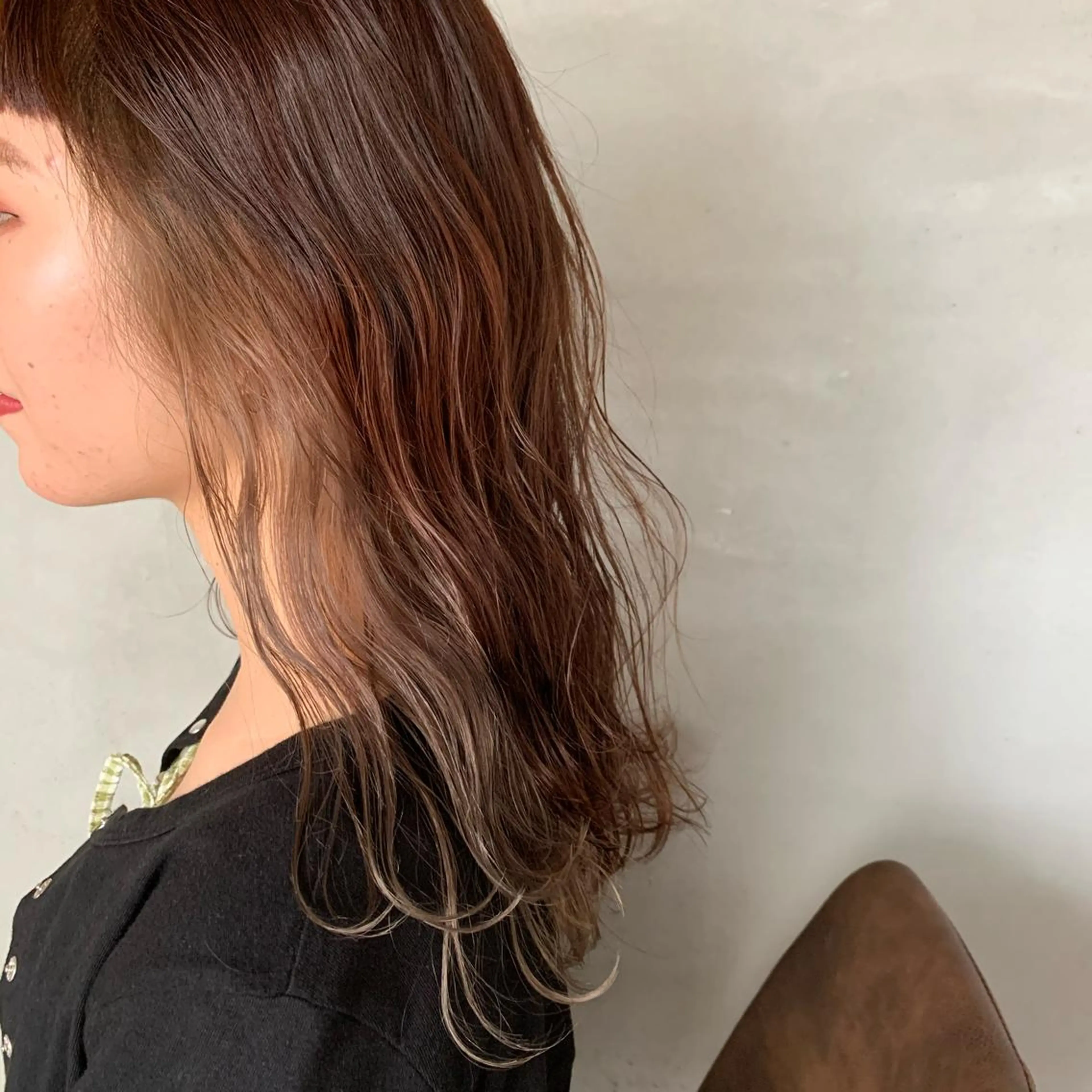 セミロング カラー ベージュカラー インナーカラー オレンジ amy.所属・メンズカットパーマ/ ブリーチ高柳将太のヘアスタイル