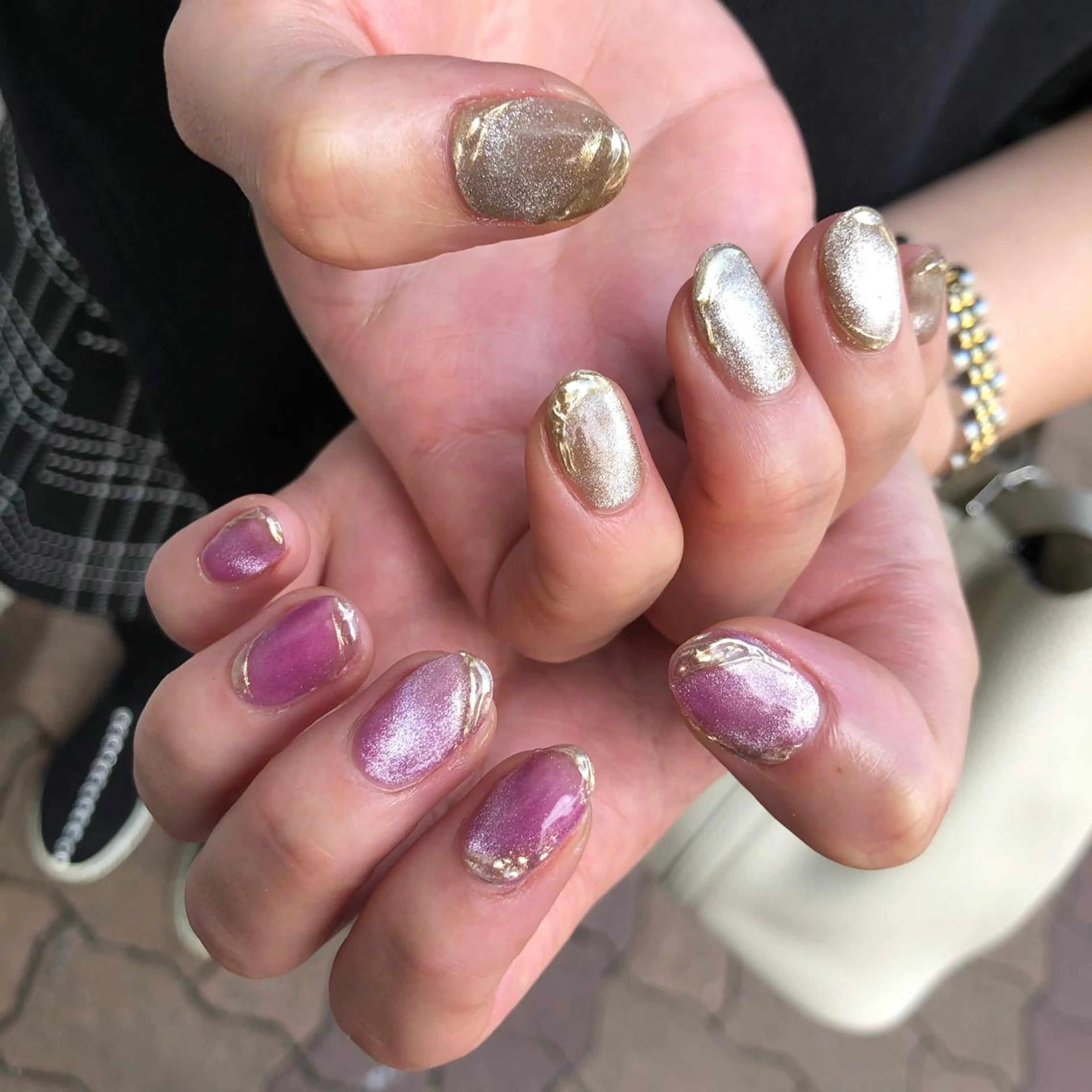 ロング カラー ヘアアレンジ キッズ ネイル マツエク・マツパ マグネットネイル 福田 加奈のネイルデザイン