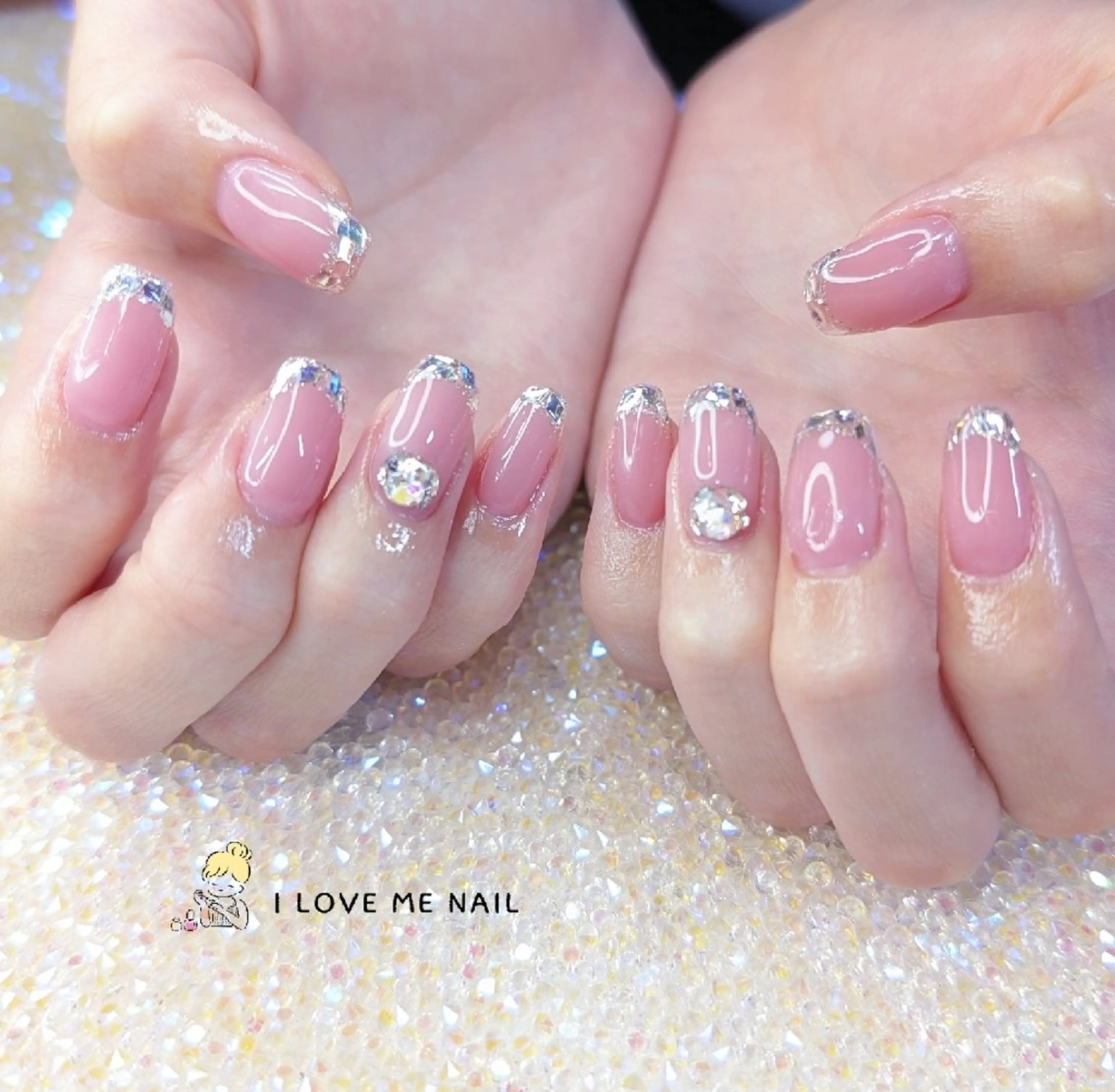 ネイル 長さ出し ハート 韓国ネイル マグネットネイル ニュアンスネイル ハンドネイル I LOVE ME  NAIL.｡.:*♡のネイルデザイン